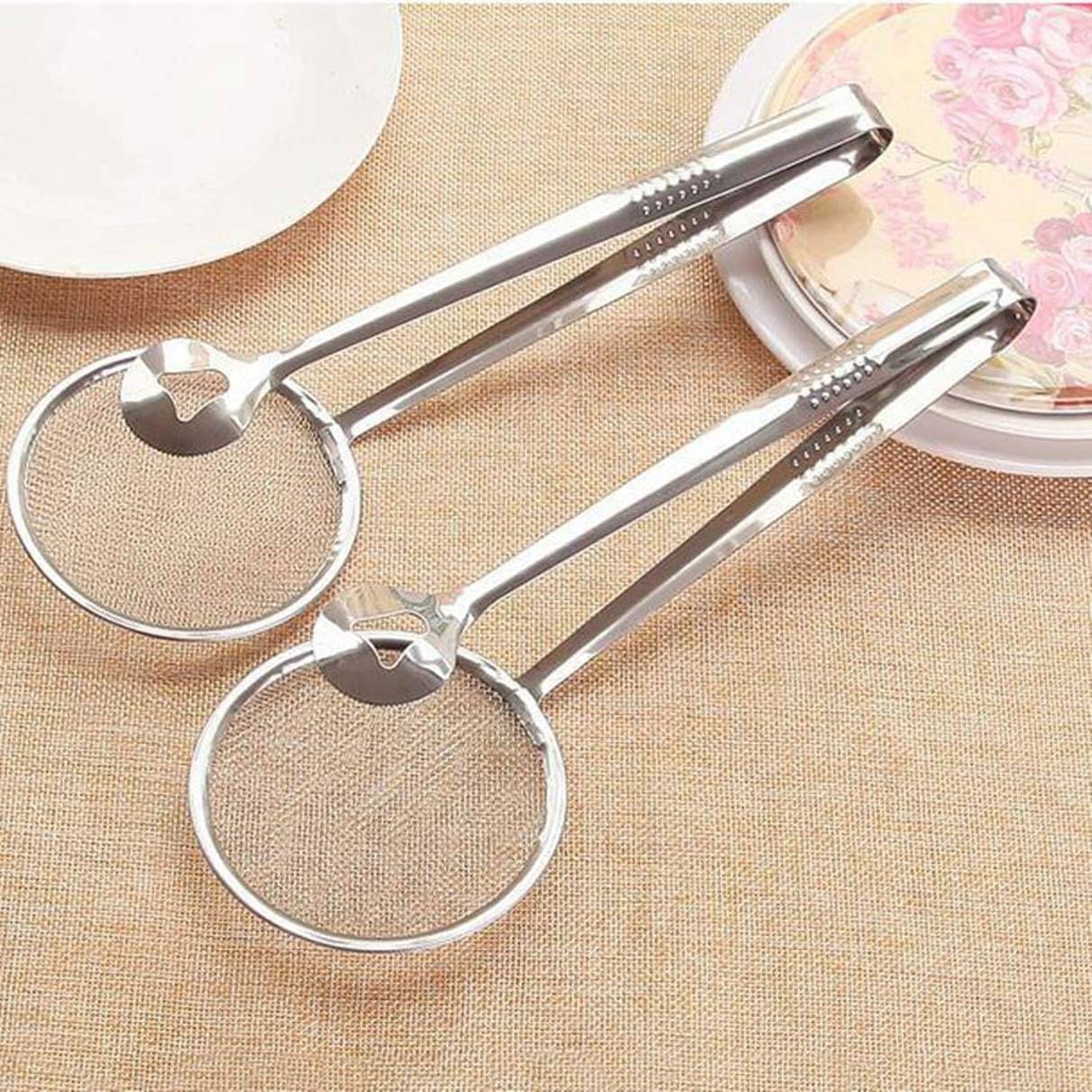     			THRIFTKART - Multi-Functional 2 in 1 Fry Tool Filter Spoon Strainer with Clip Oil Frying BBQ Filter Stainless Steel