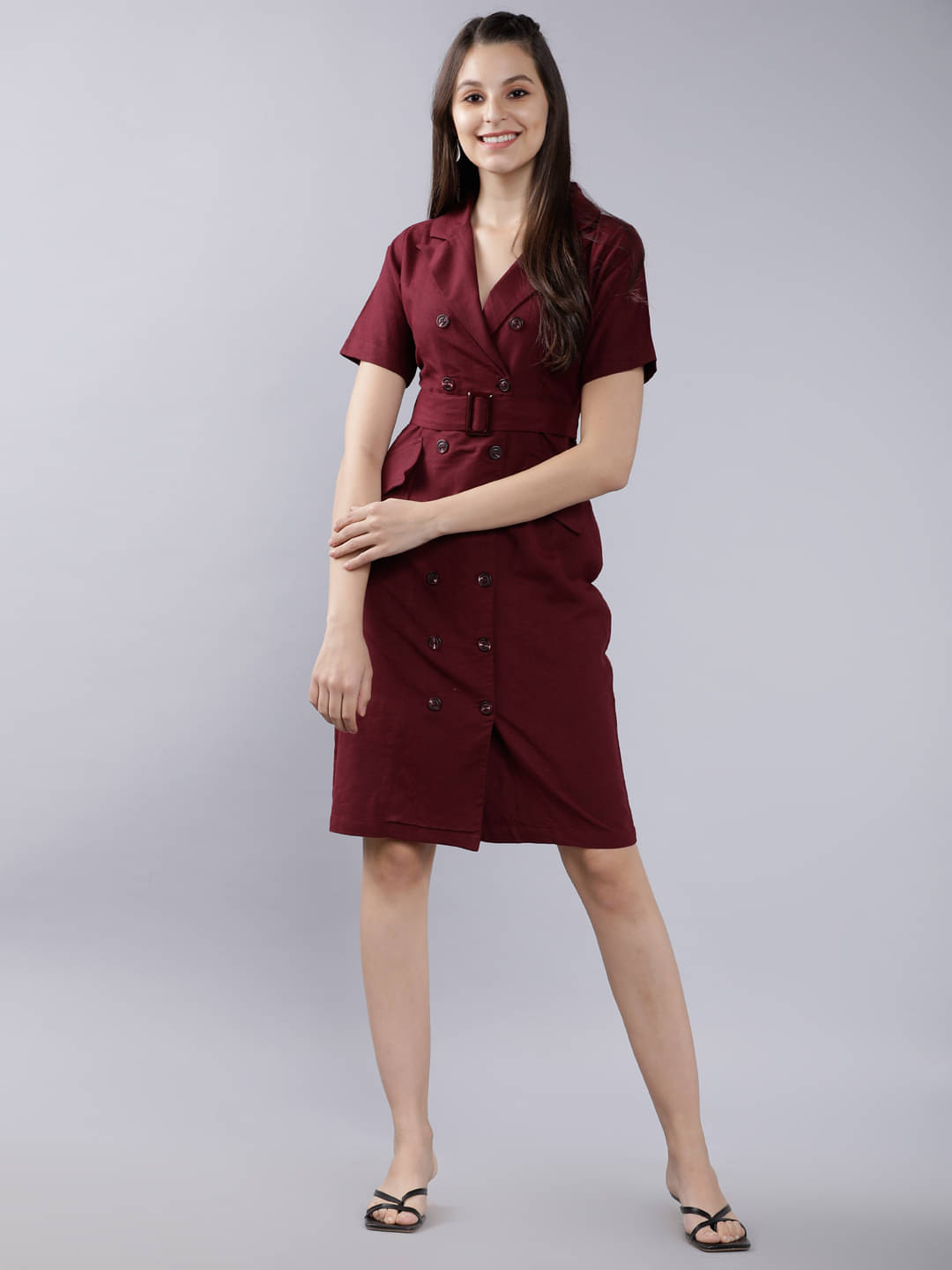 Tokyo Talkies Women Polyester Blend A-line Dress ( Brown ) Tokyo Talkies Women Polyester Blend A-line Dress ( Brown )