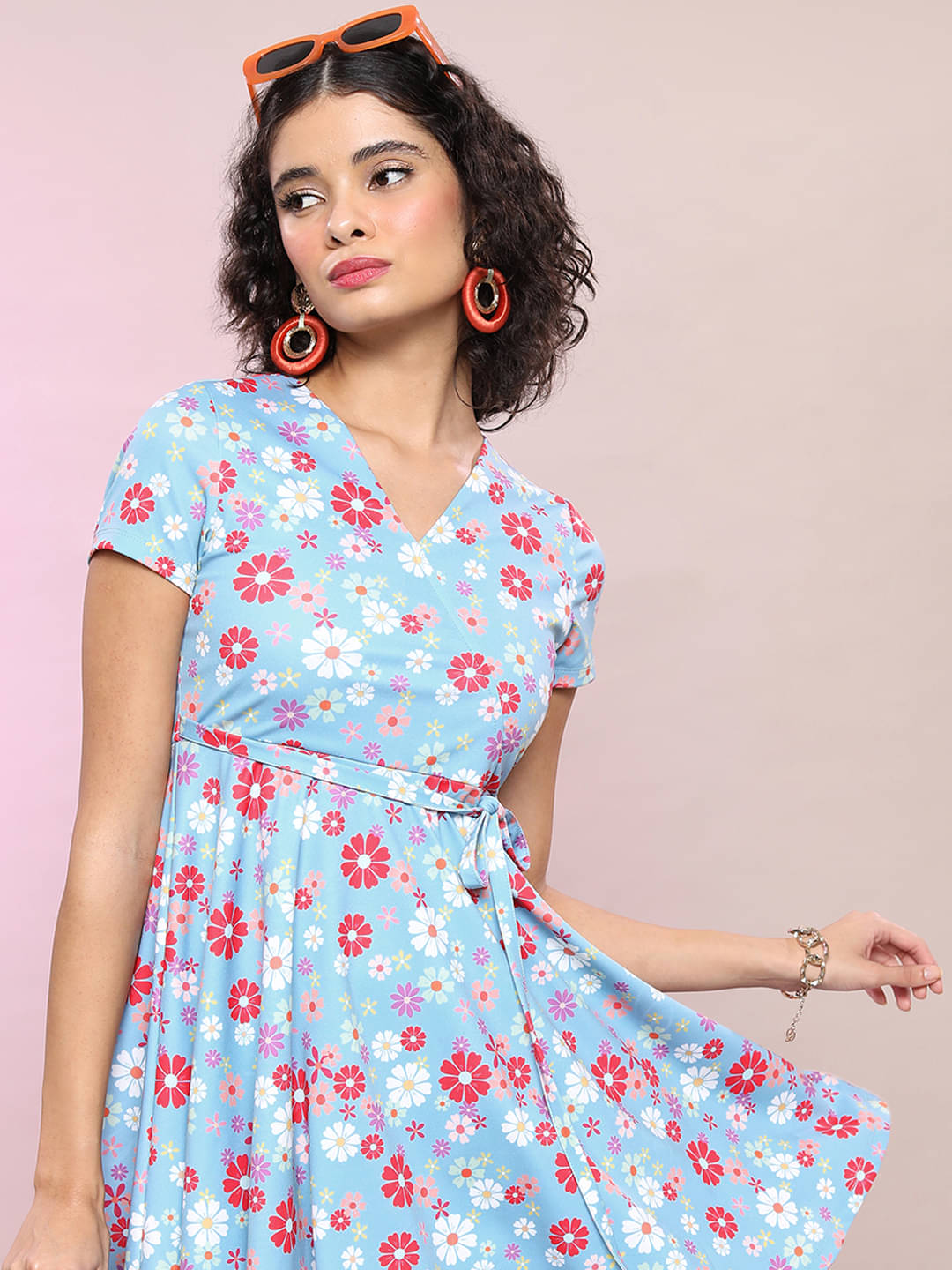 Tokyo Talkies Women Polyester Blend Wrap Dress ( Blue ) Tokyo Talkies Women Polyester Blend Wrap Dress ( Blue )