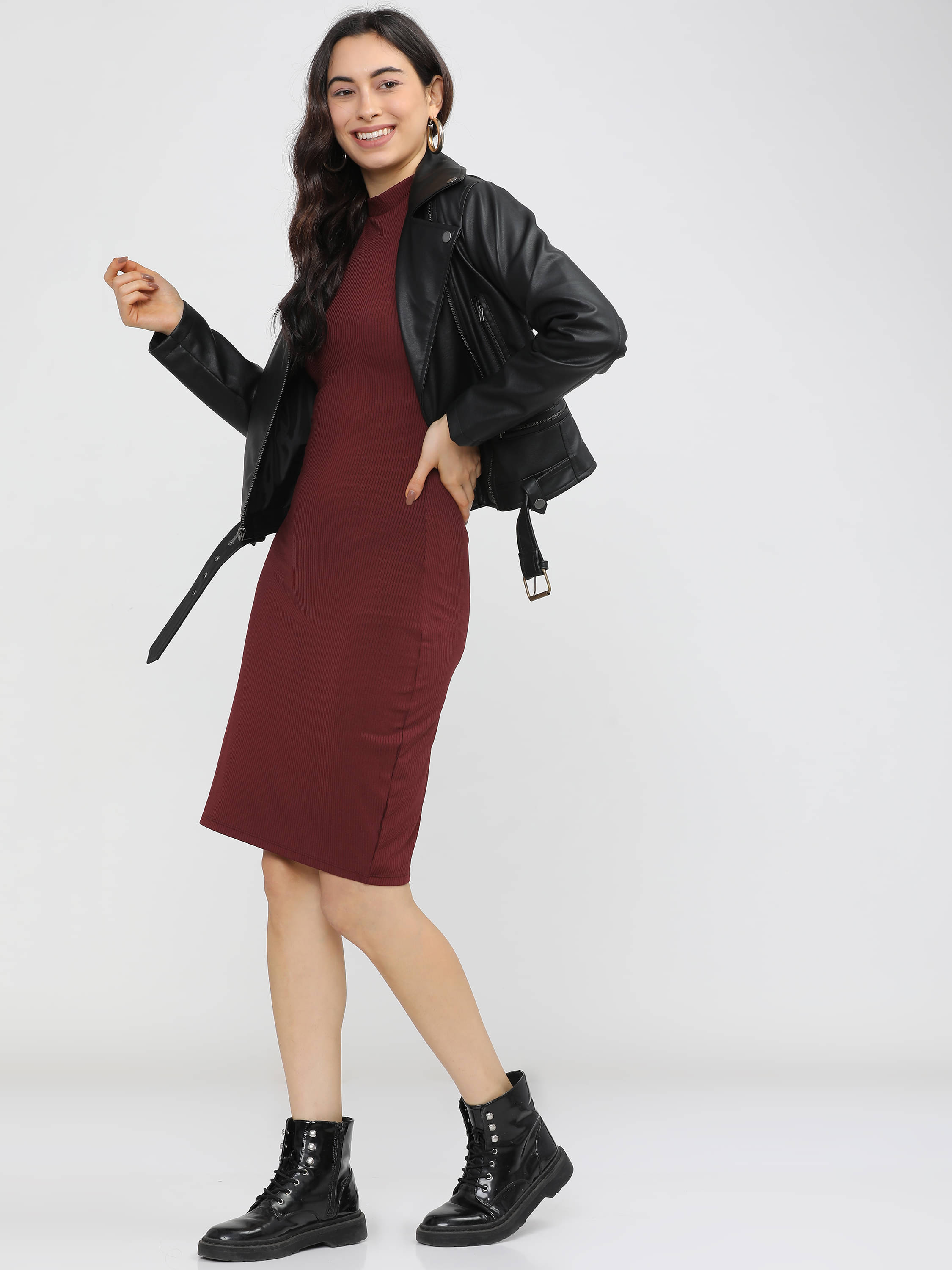 Tokyo Talkies Women Polyester Blend Bodycon Dress ( Brown ) Tokyo Talkies Women Polyester Blend Bodycon Dress ( Brown )