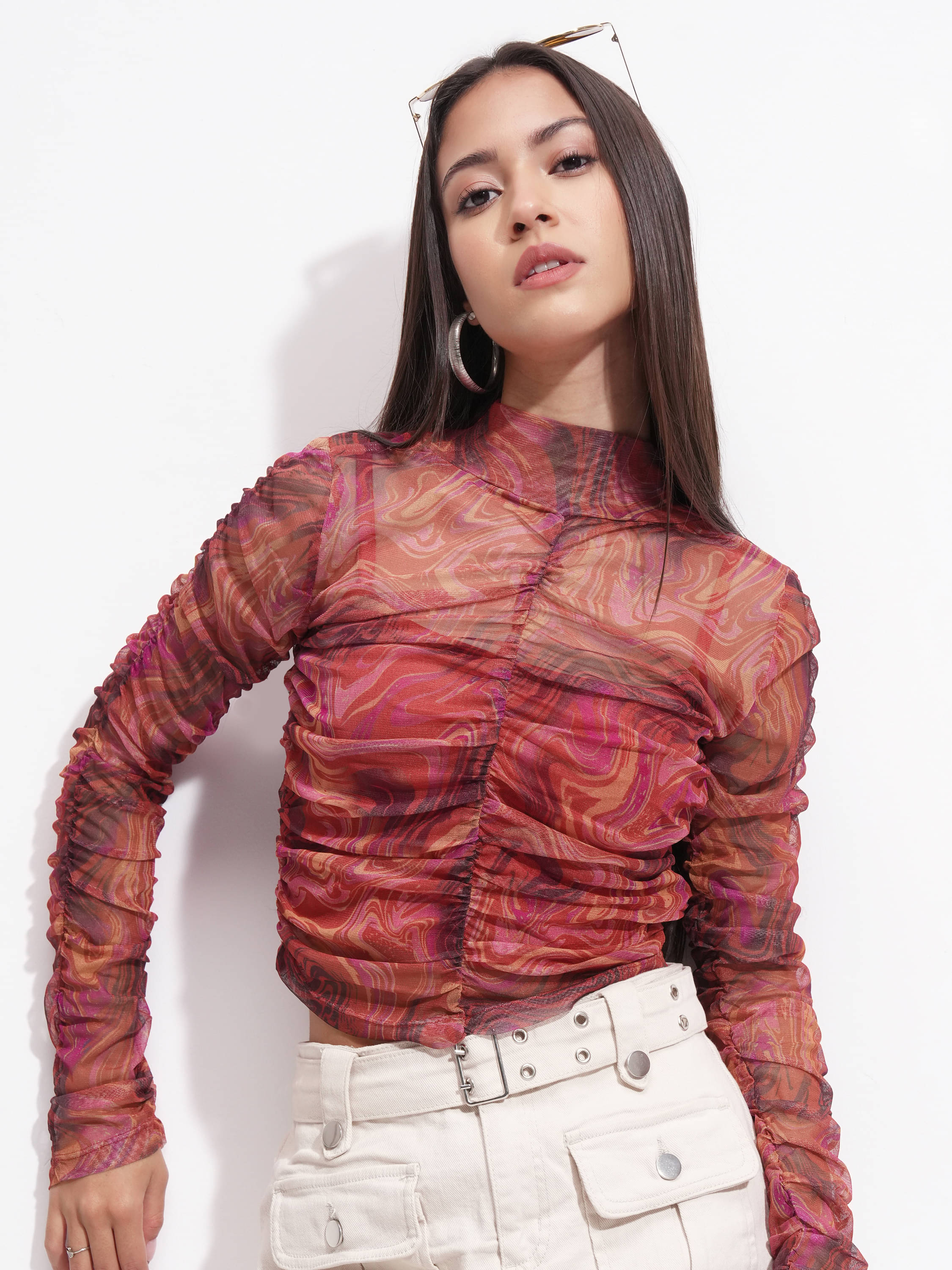 Tokyo Talkies Women's Polyester Crop Top ( Red ) Tokyo Talkies Women's Polyester Crop Top ( Red )