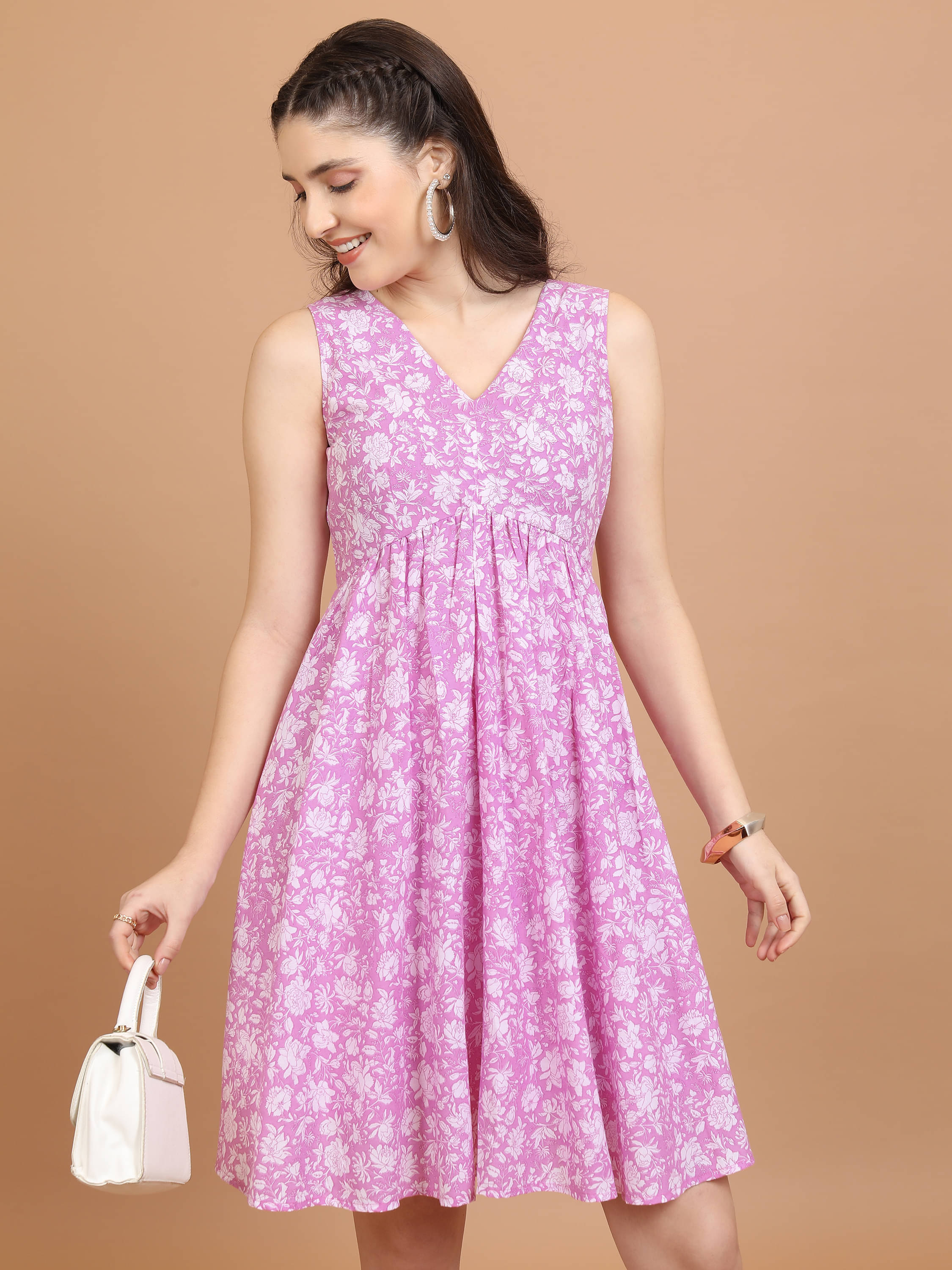 Vishudh Women Polyester Blend A-line Dress ( Purple ) Vishudh Women Polyester Blend A-line Dress ( Purple )