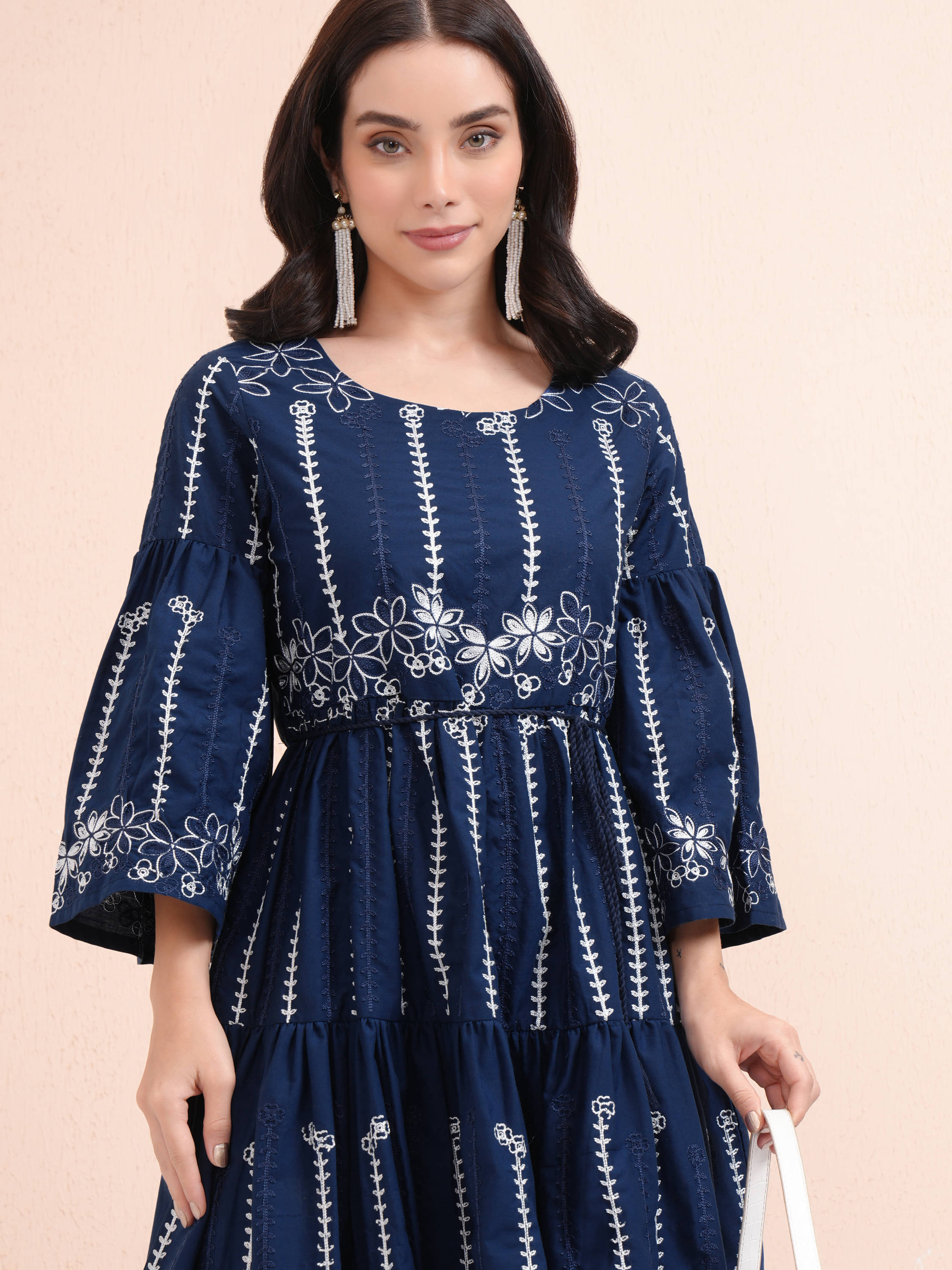     			Vishudh Women Polyester Blend Fit & Flare Dress ( Navy Blue )