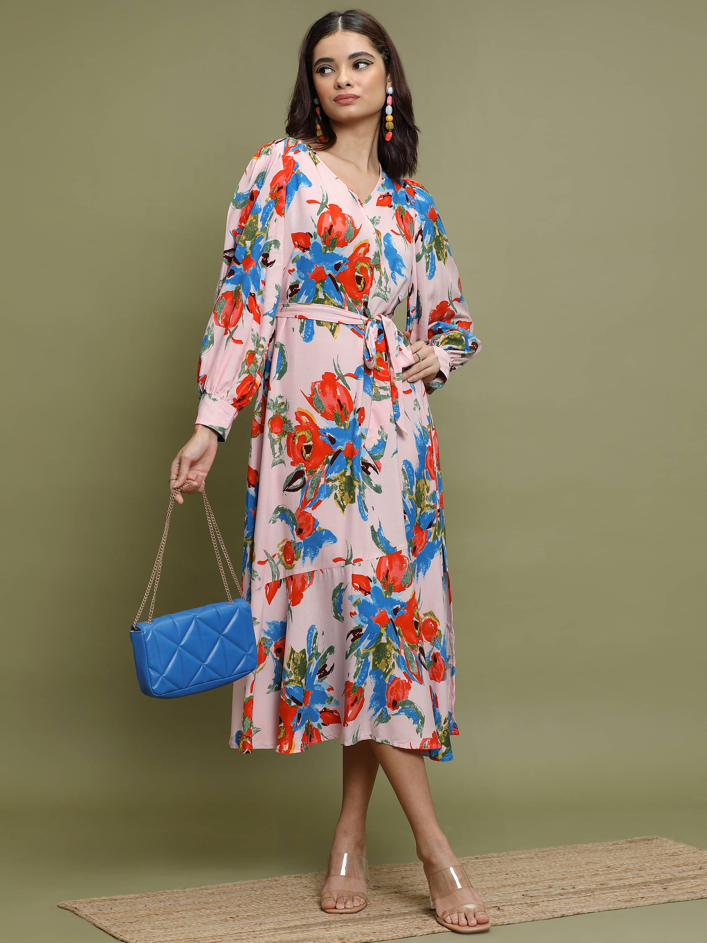 Vishudh Women Viscose A-line Dress ( Pink ) Vishudh Women Viscose A-line Dress ( Pink )