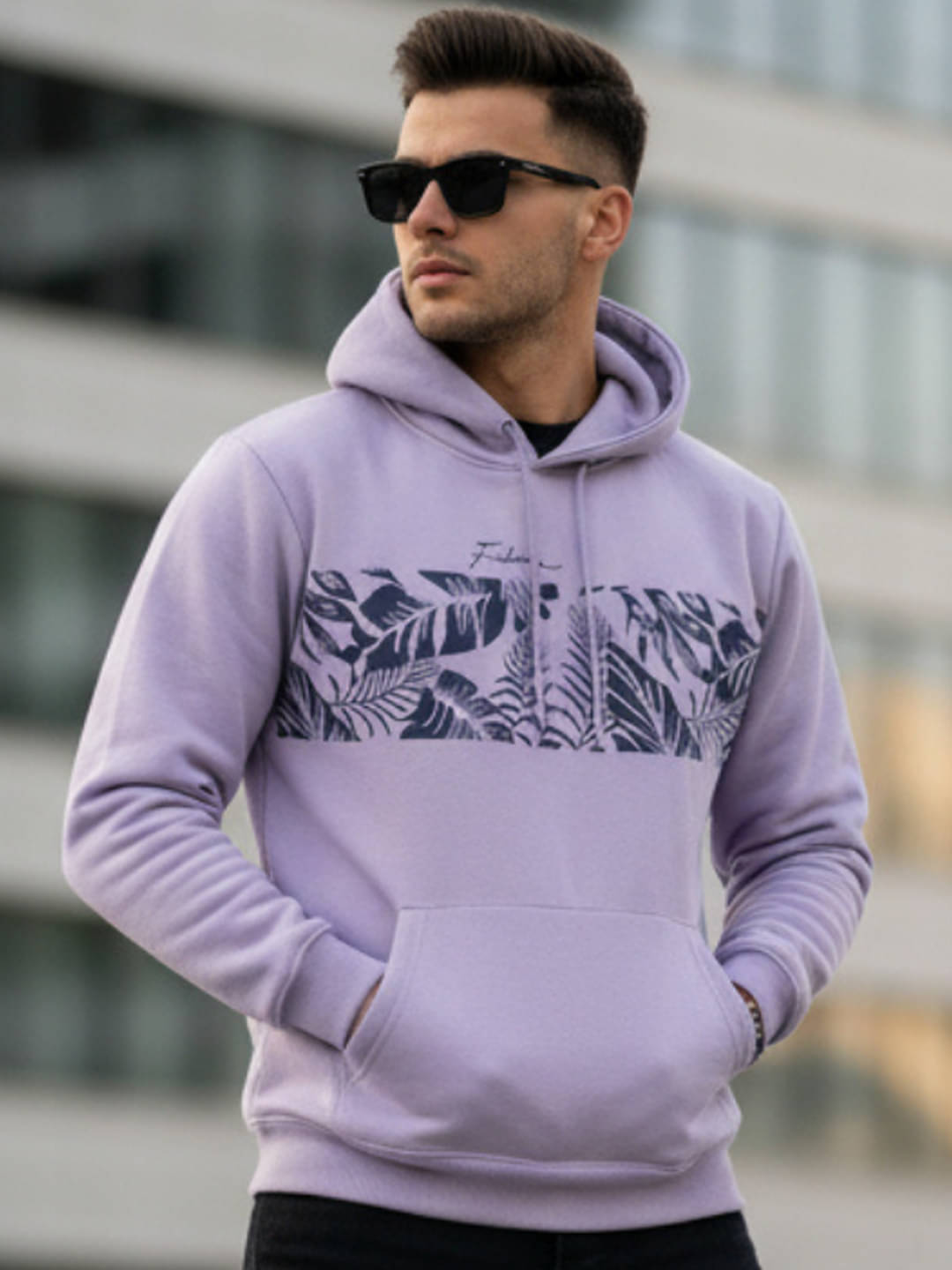 YONGE Fleece Hooded Men's Sweatshirt - Lavender ( Pack of 1 ) YONGE Fleece Hooded Men's Sweatshirt - Lavender ( Pack of 1 )