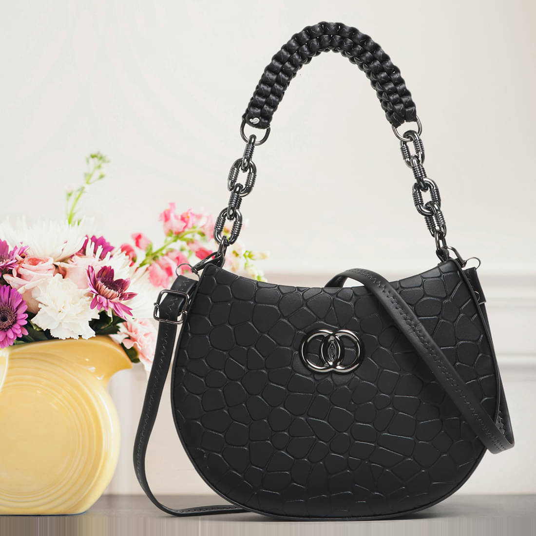     			Zaxcer Sling Bag PU Set of 1 ( Black )