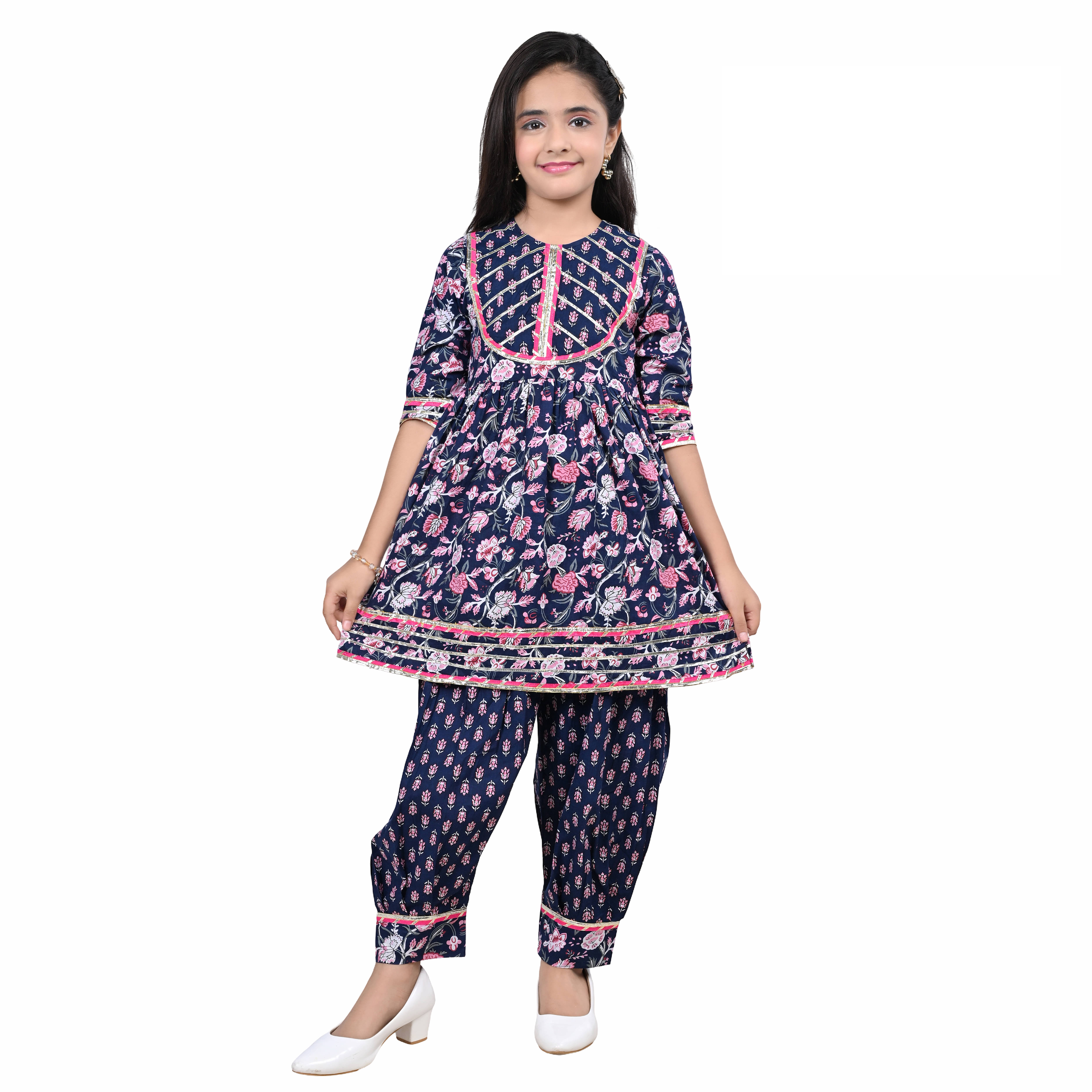 Arshia Fashions Girls Cotton Blend Kurti with Salwar ( Pack of 1 , Blue ) Arshia Fashions Girls Cotton Blend Kurti with Salwar ( Pack of 1 , Blue )