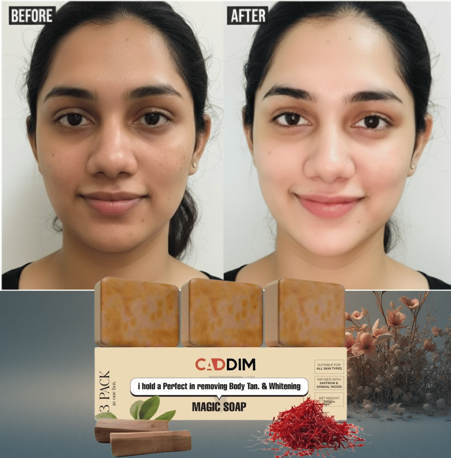 CADDIM Skin Whitening GHARSOAPS Soap for All Skin Type ( Pack of 3 )