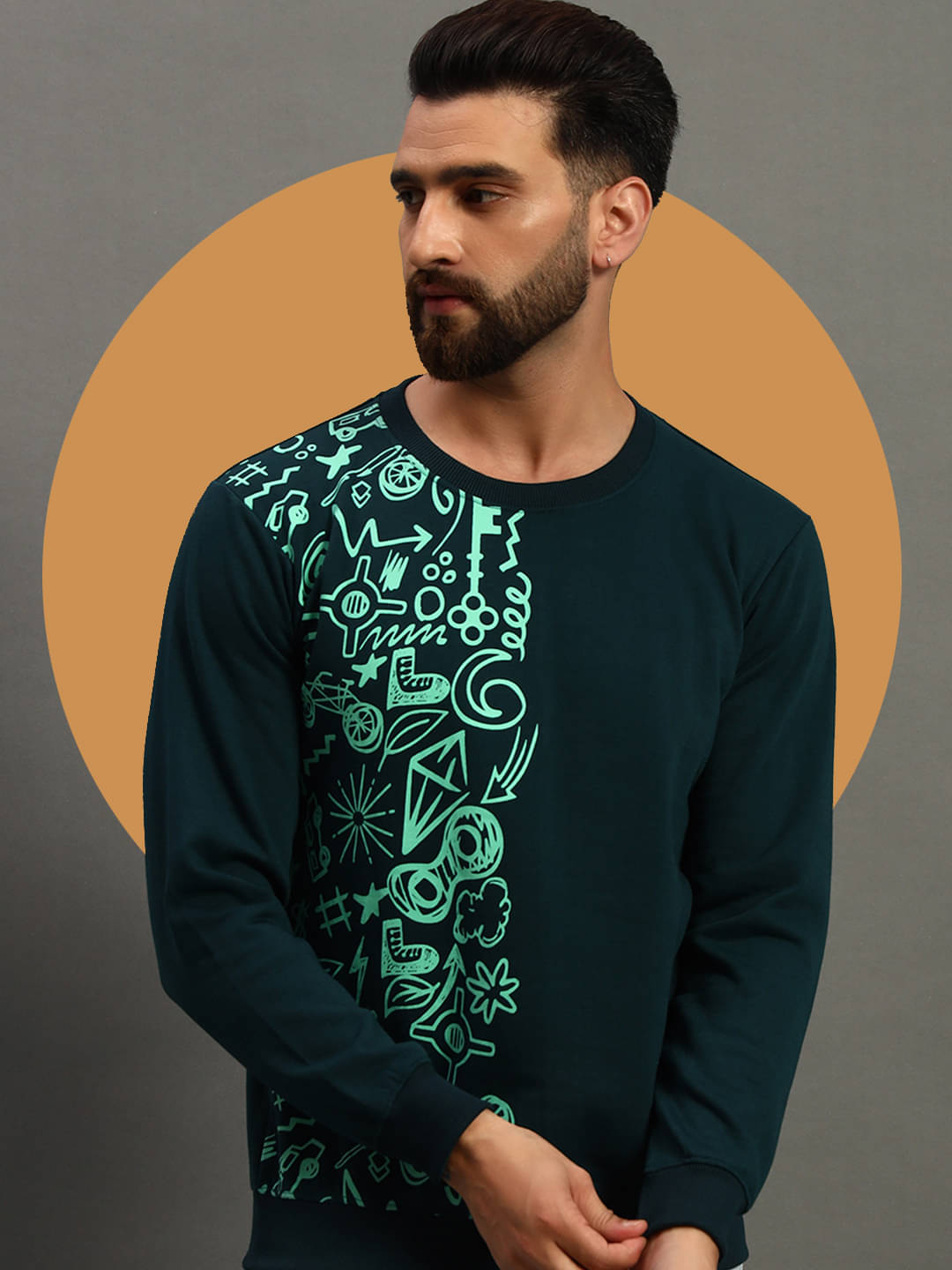     			COCOSOUL Cotton Blend Round Neck Men's Sweatshirt - Green ( Pack of 1 )