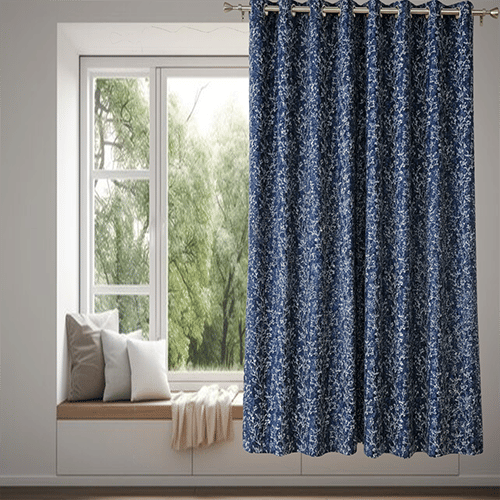 COLOFLY Floral Semi-Transparent Rod Pocket Curtain 5 ft ( Pack of 1 ) - Navy Blue COLOFLY Floral Semi-Transparent Rod Pocket Curtain 5 ft ( Pack of 1 ) - Navy Blue