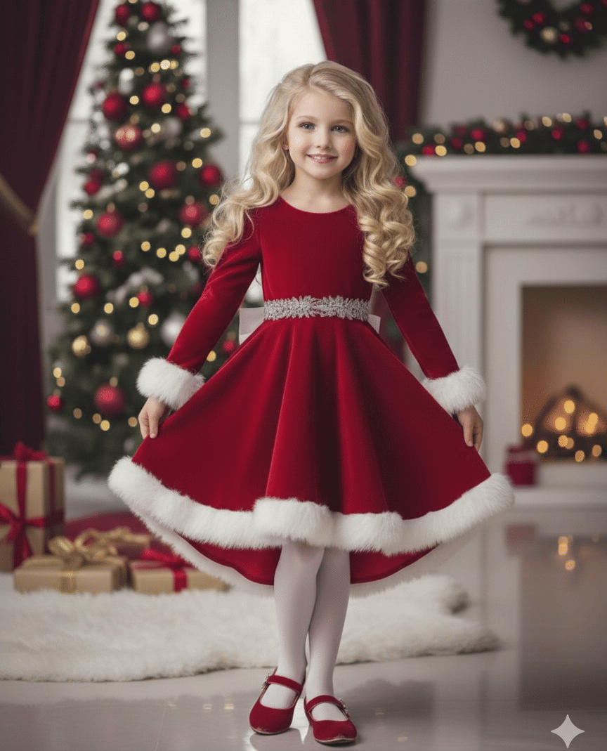 DS DRESSES Velvet Frock For Girls ( Pack of 1 , Red ) DS DRESSES Velvet Frock For Girls ( Pack of 1 , Red )