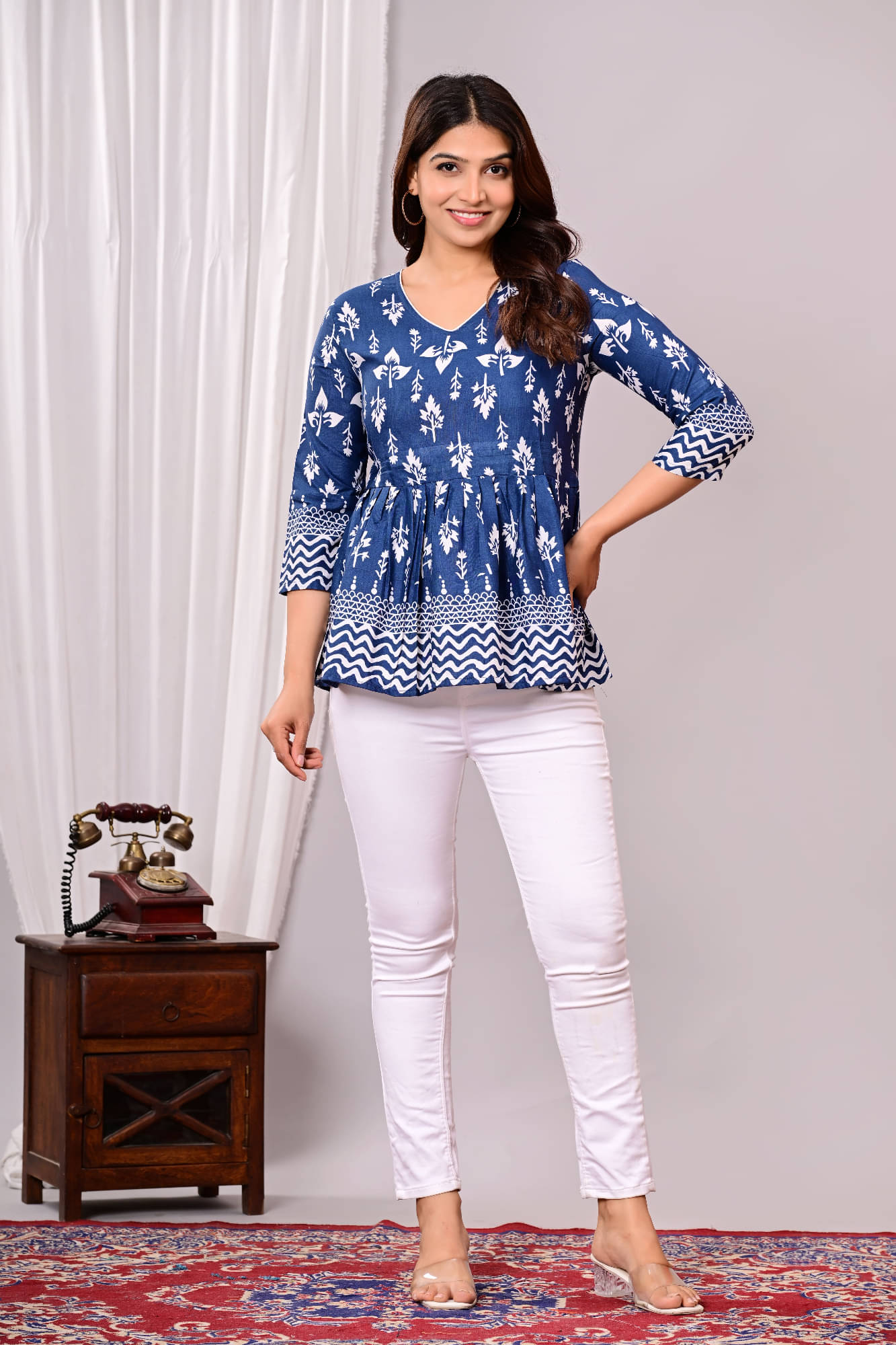     			EXPORTHOUSE Women's Cotton Blend A-Line Top ( Light Grey )