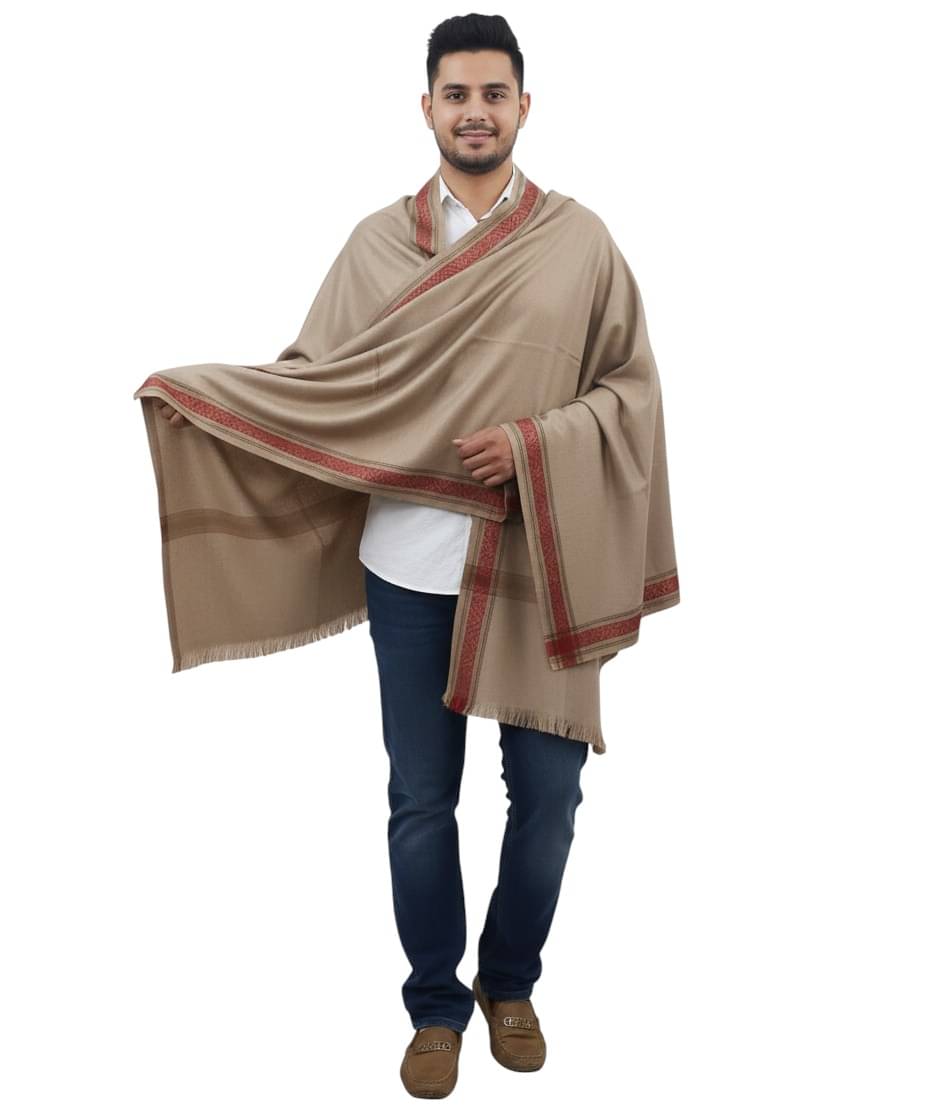     			KAVIM Beige Woolen Men's Shawls ( Pack of 1 )
