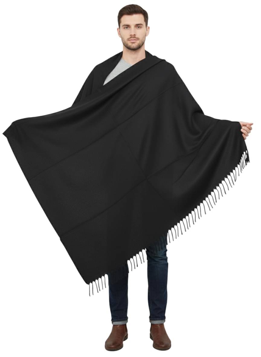     			KAVIM Black Woolen Men's Shawls ( Pack of 1 )
