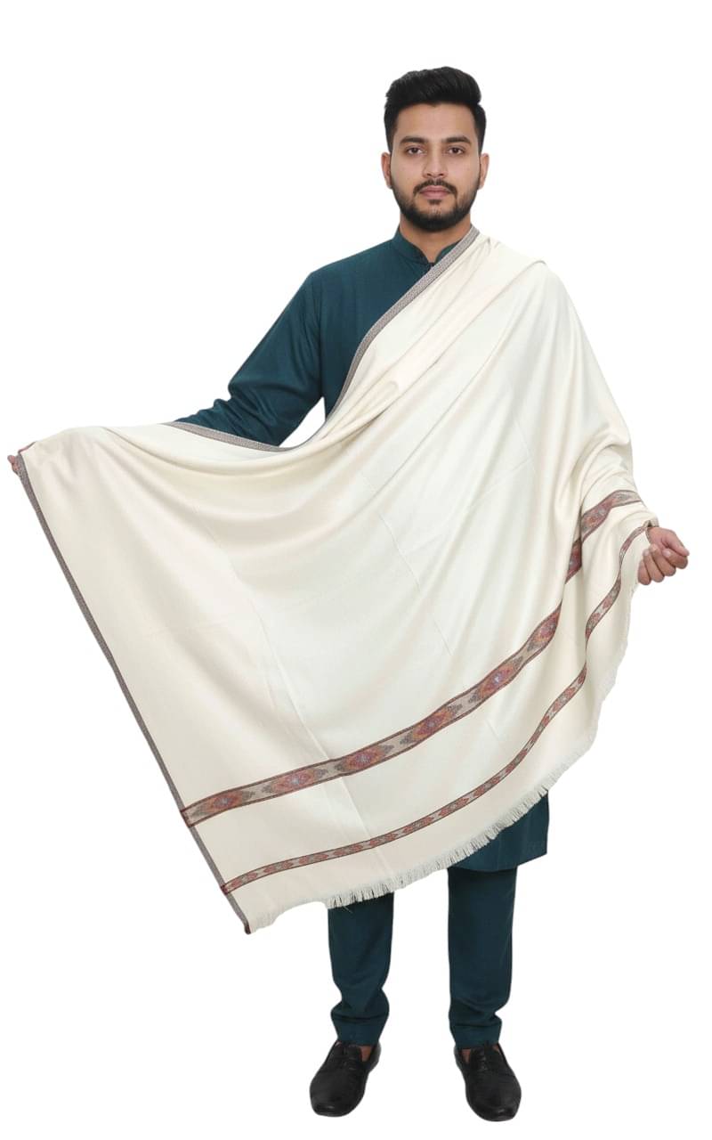     			KAVIM White Woolen Men's Shawls ( Pack of 1 )