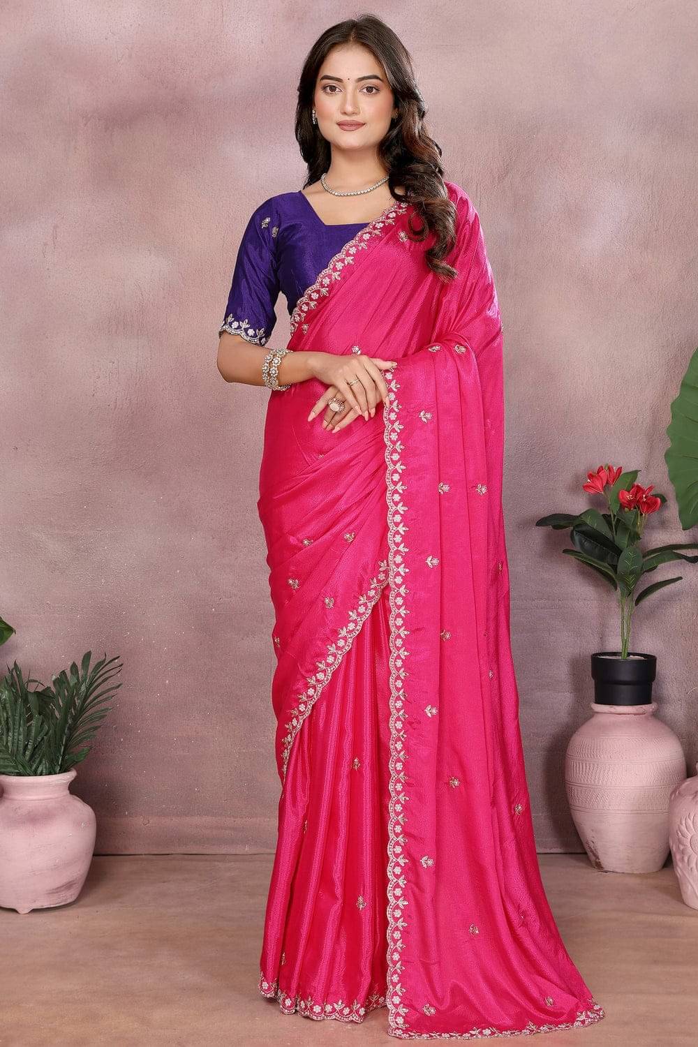 PRESANFRA Georgette Solid Bhagalpuri Saree With Unstitched Blouse Piece ( Pink ) PRESANFRA Georgette Solid Bhagalpuri Saree With Unstitched Blouse Piece ( Pink )