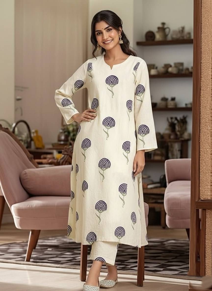     			Rahigomar Women Rayon Printed A-line Kurti With Palazzo ( Purple )