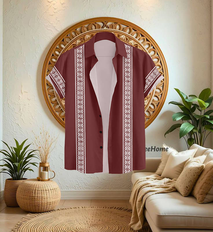     			Restayel Cotton Blend Regular Fit Printed Half Sleeves Men's Casual Shirt - Maroon ( Pack of 1 )