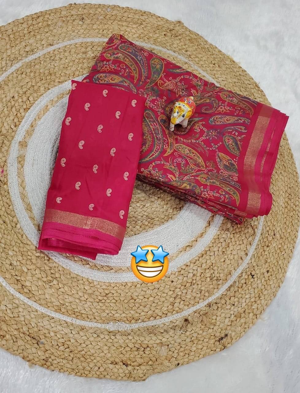     			SHIRODHARI Cotton Blend Printed Sambalpuri Saree With Unstitched Blouse Piece ( Pink )