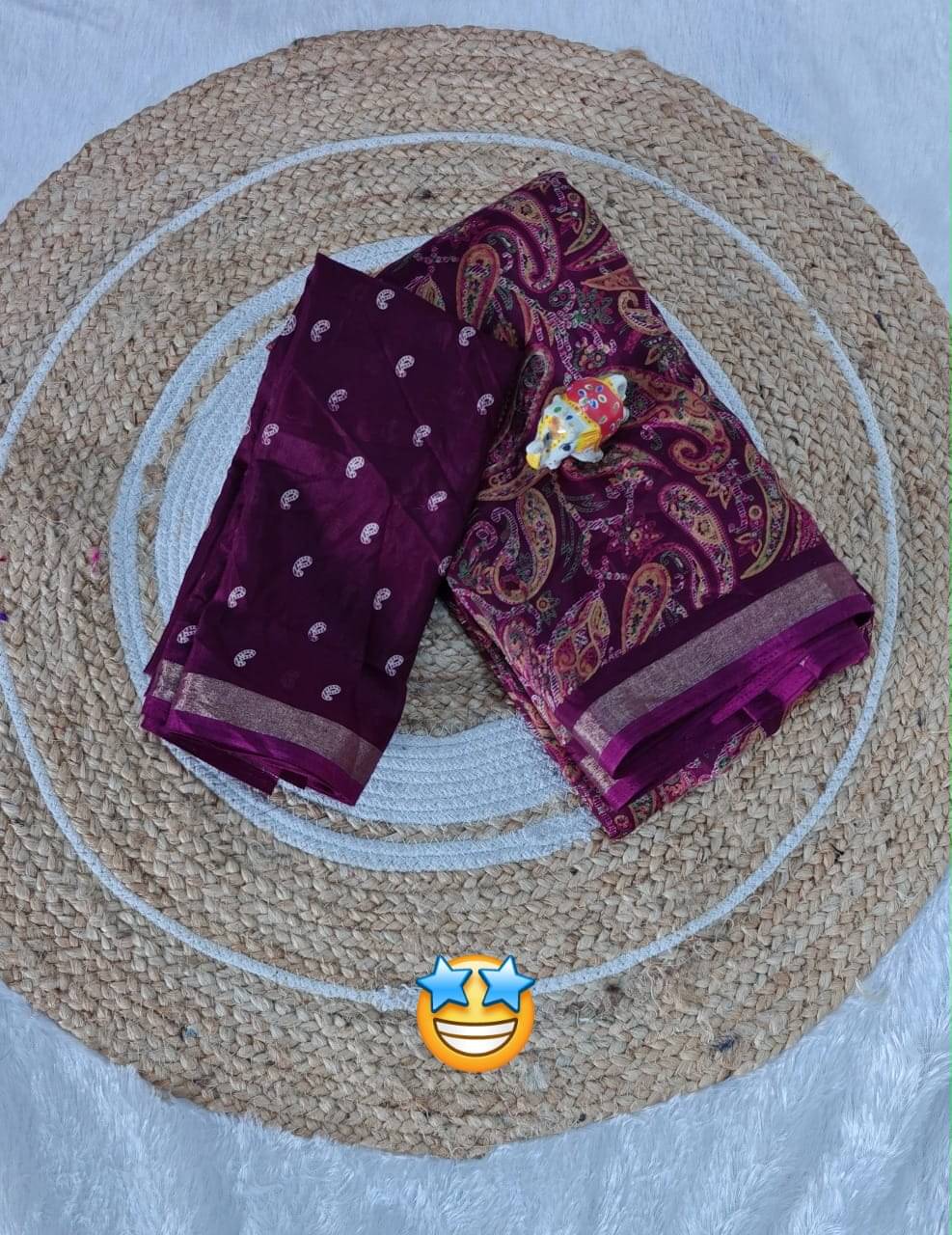     			SHIRODHARI Cotton Blend Printed Sambalpuri Saree With Unstitched Blouse Piece ( Purple )