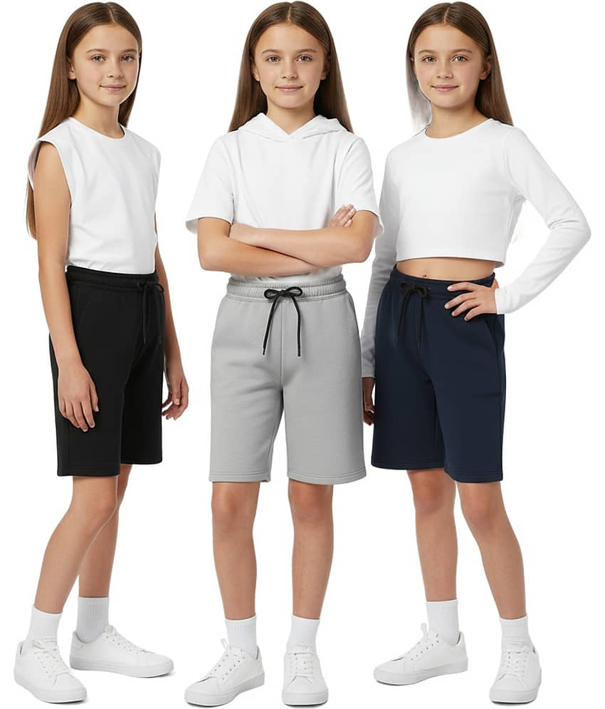 THE BLAZZE Pack of 3 Girls Cotton Blend Shorts ( Multicolor 1 ) - Shorts | Buy online on ZillyBuy