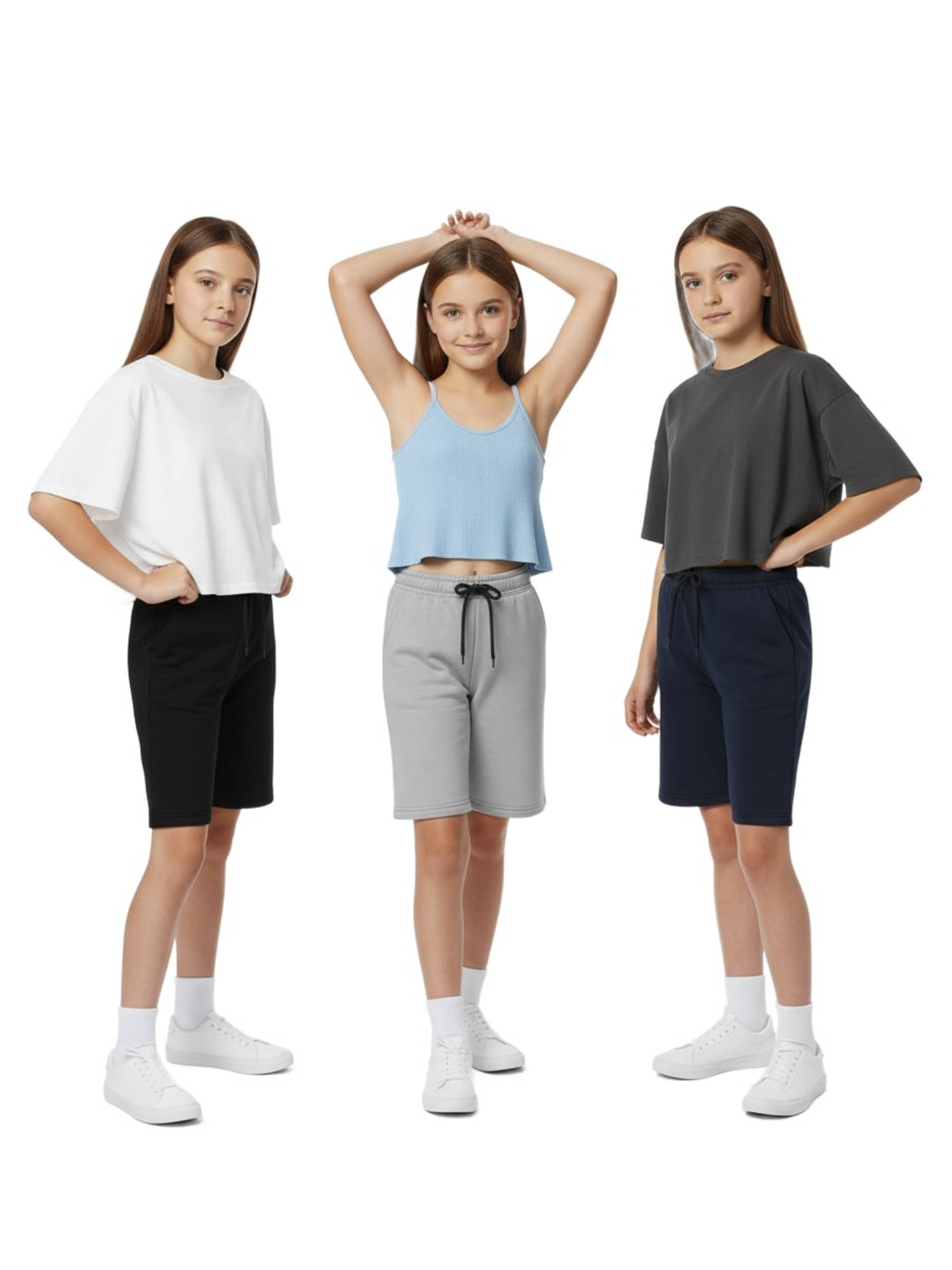     			THE BLAZZE Pack of 3 Girls Cotton Blend Shorts ( Multicolor 1 )