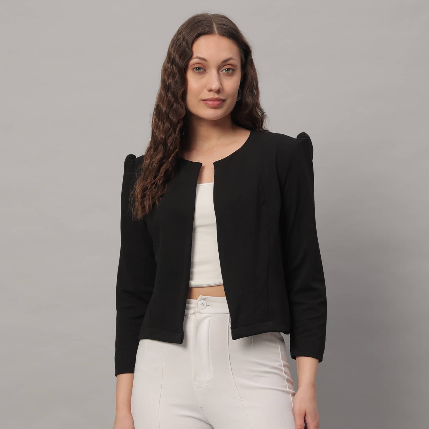 Unicus Apparel Women Polyester Blend Solid Regular Shrug ( Black )