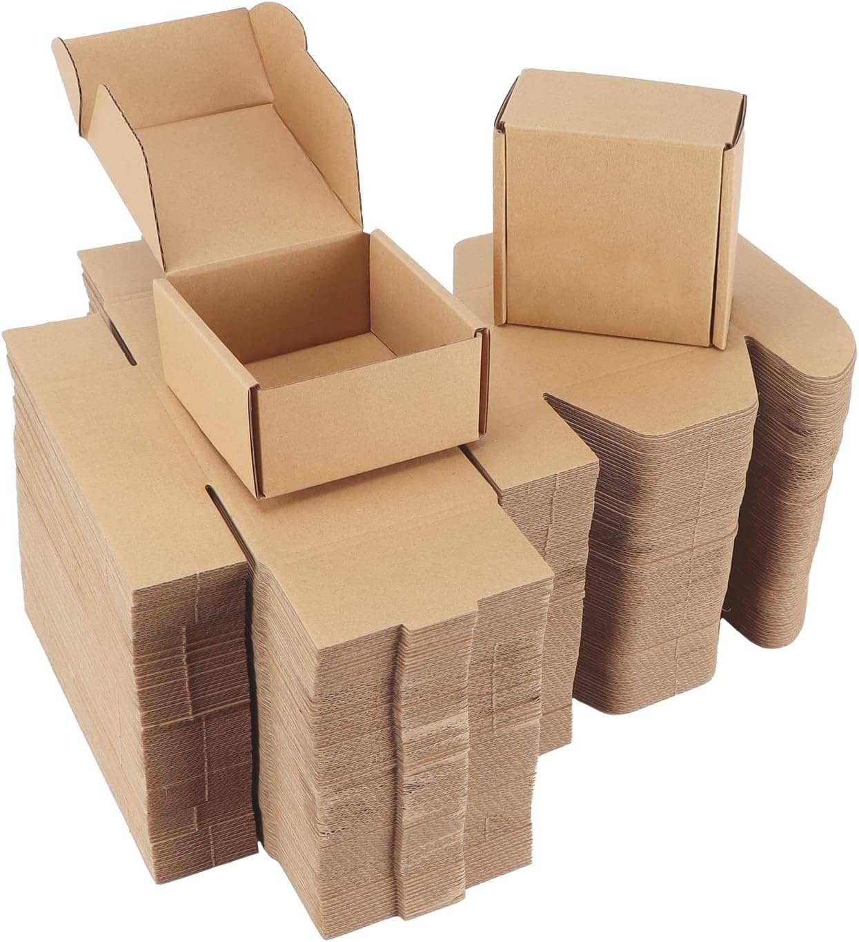     			4x4x1.5 Small Brown Corrugated Shipping Box, Mailer Boxes, Pack of 20 Plain Brown Corrugated Carboard Boxes For Small Business Packaging, Gifting