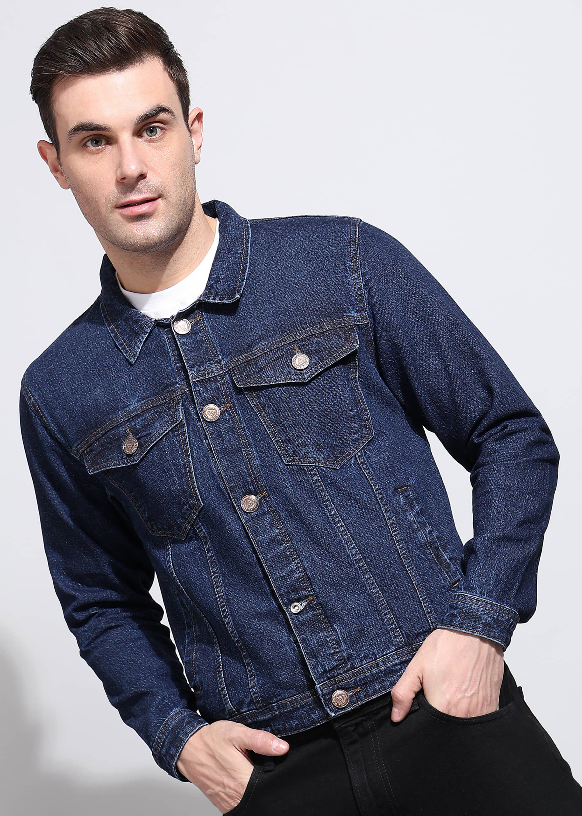 Aflash Denim Men's Denim Jacket - Navy ( Pack of 1 ) - Jackets & Coats | Buy online on ZillyBuy