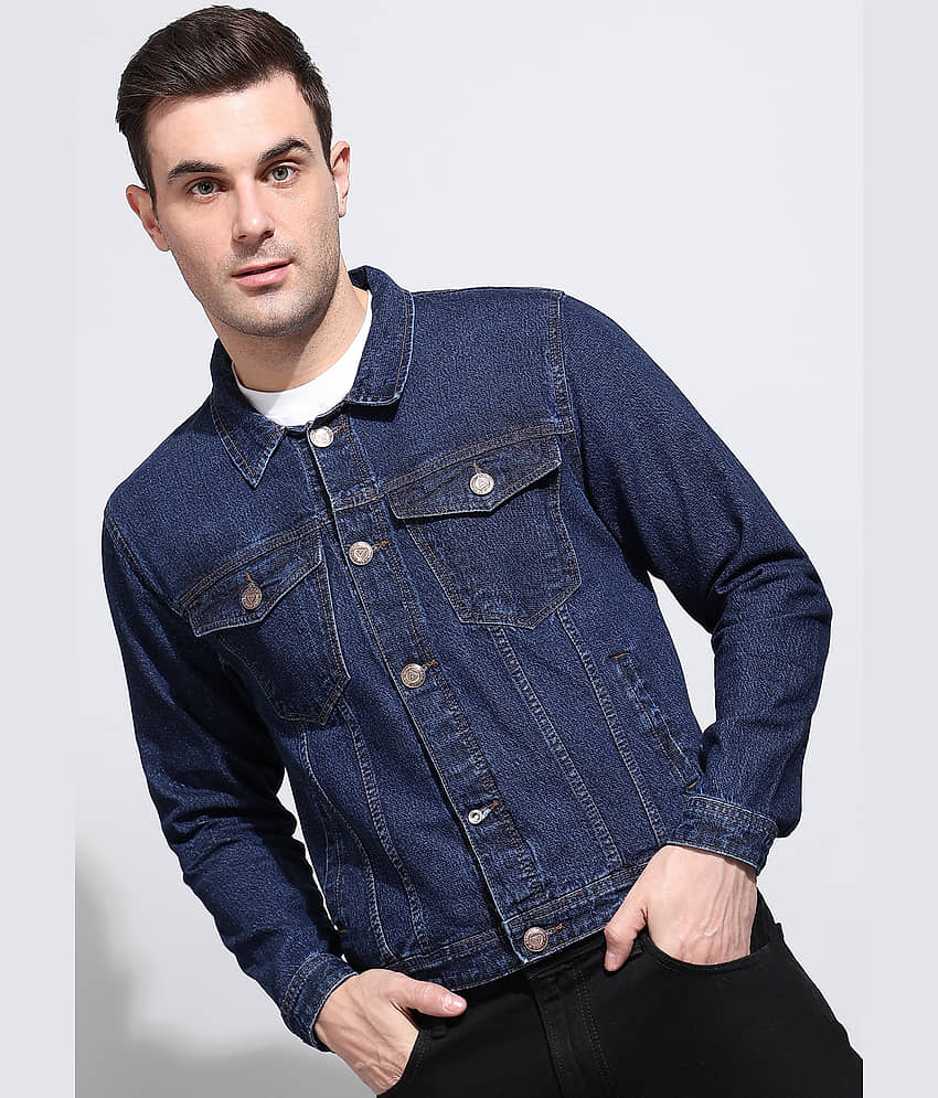 Aflash Denim Men's Denim Jacket - Navy ( Pack of 1 ) - Jackets & Coats | Buy online on ZillyBuy