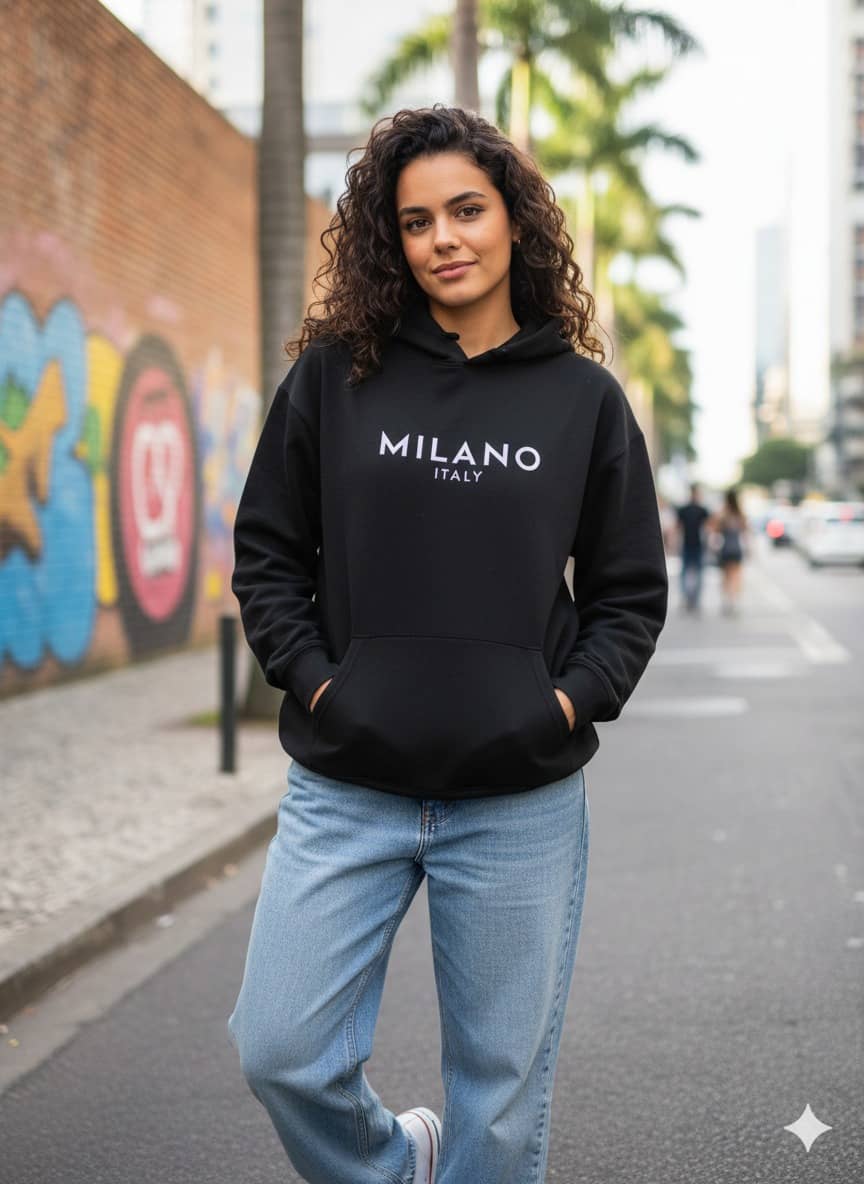 ELBATROSS Women Fleece Hooded Sweatshirt For Light Winters ( Black )