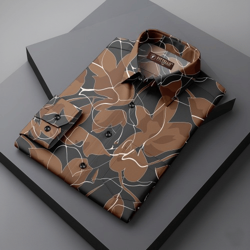     			FITTELLO FAB Cotton Blend Regular Fit Self Design Full Sleeves Men's Casual Shirt - Brown ( Pack of 1 )