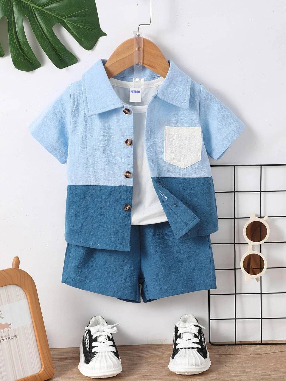 Fab Fashion Pack of 1 Boys Cotton Blend Shirt & Shorts Set ( Blue ) Fab Fashion Pack of 1 Boys Cotton Blend Shirt & Shorts Set ( Blue )