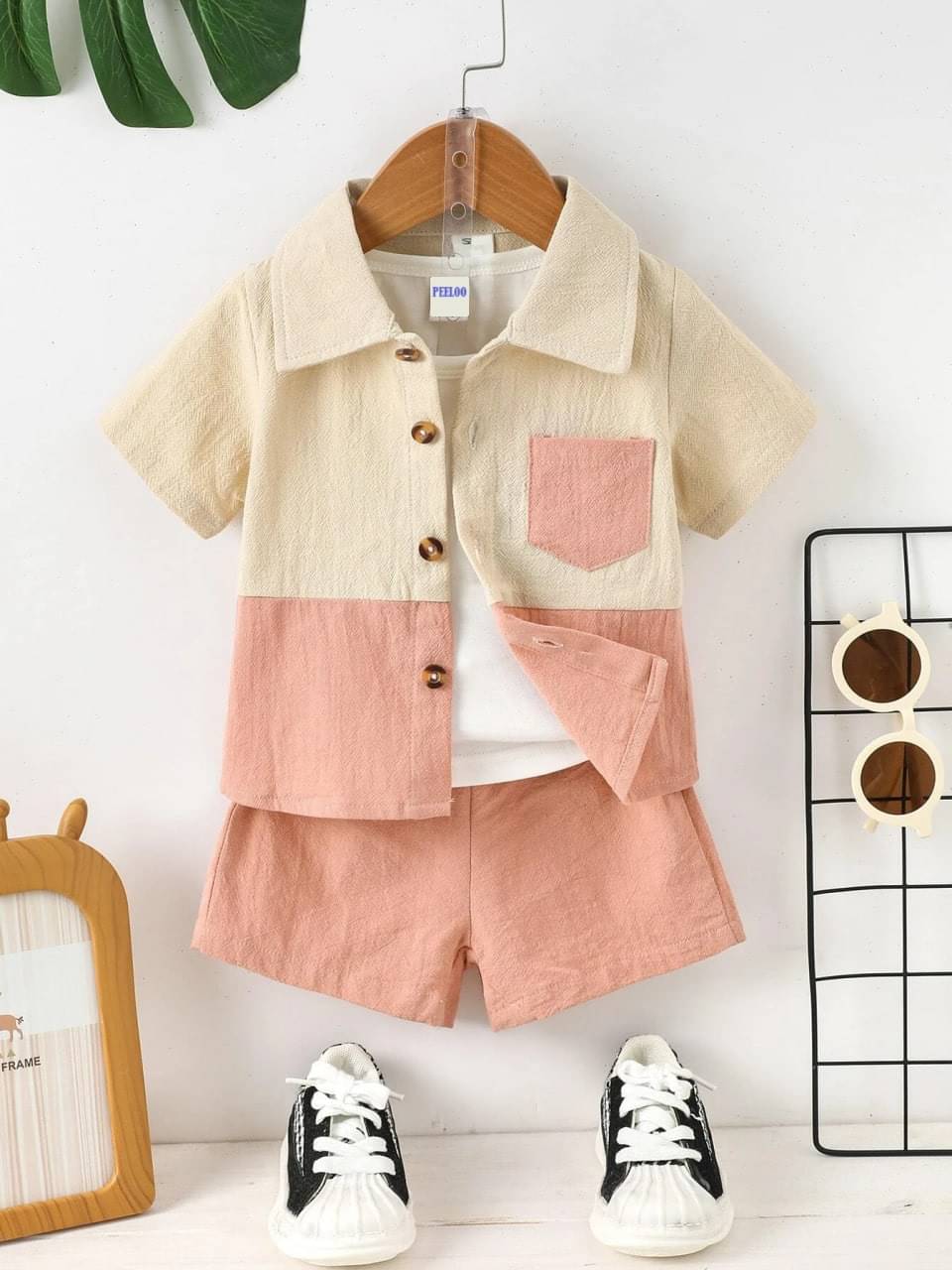     			Fab Fashion Pack of 1 Boys Cotton Blend Shirt & Shorts Set ( Beige )