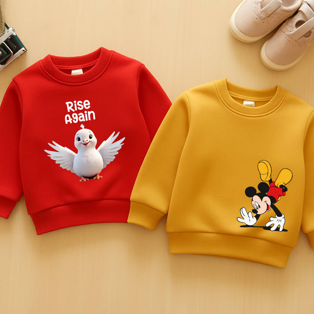     			INDROXY Pack of 2 Boys Fleece Sweatshirt ( Multicolor 4 )