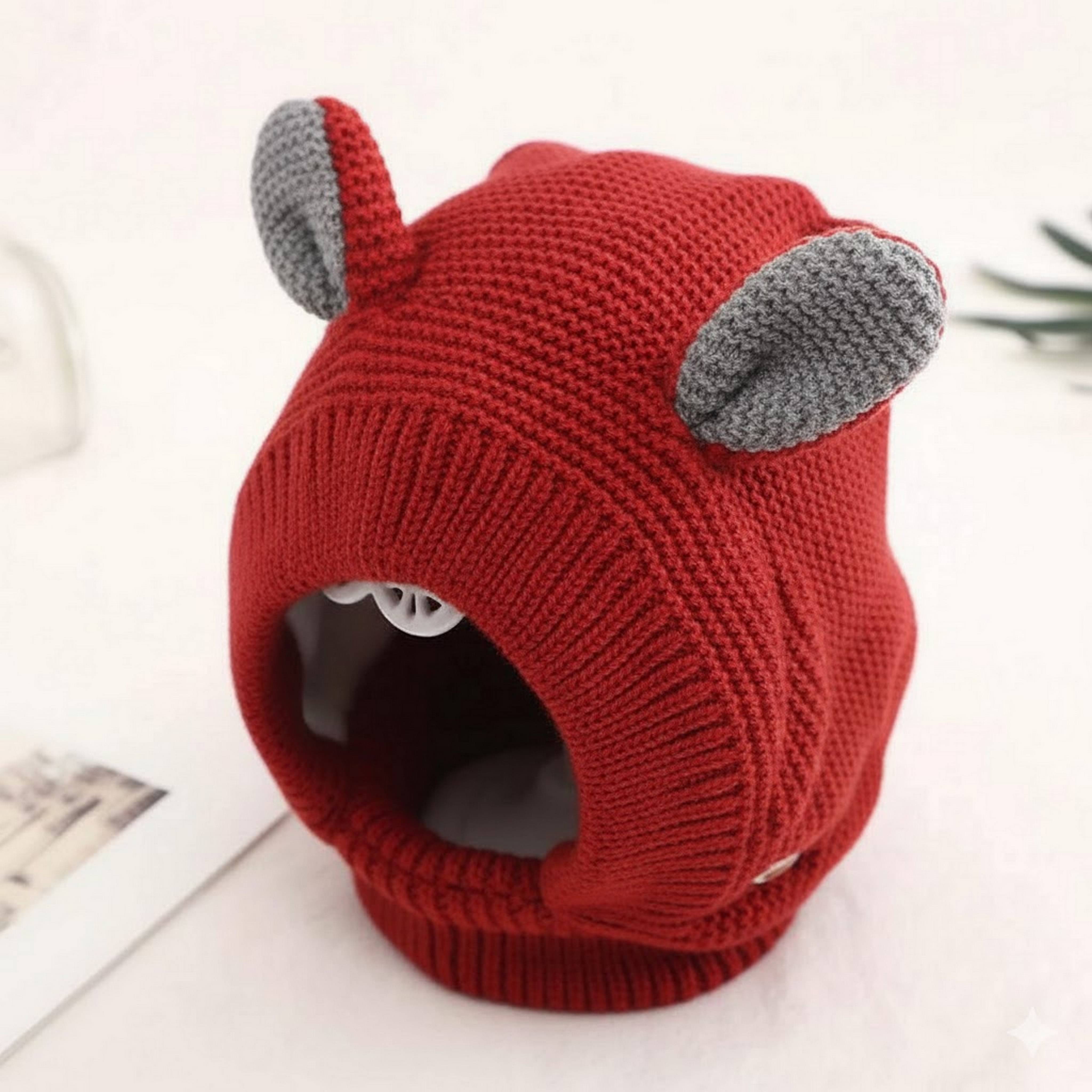     			Infispace Pack of 1 Unisex for Baby Winter Caps ( Red )