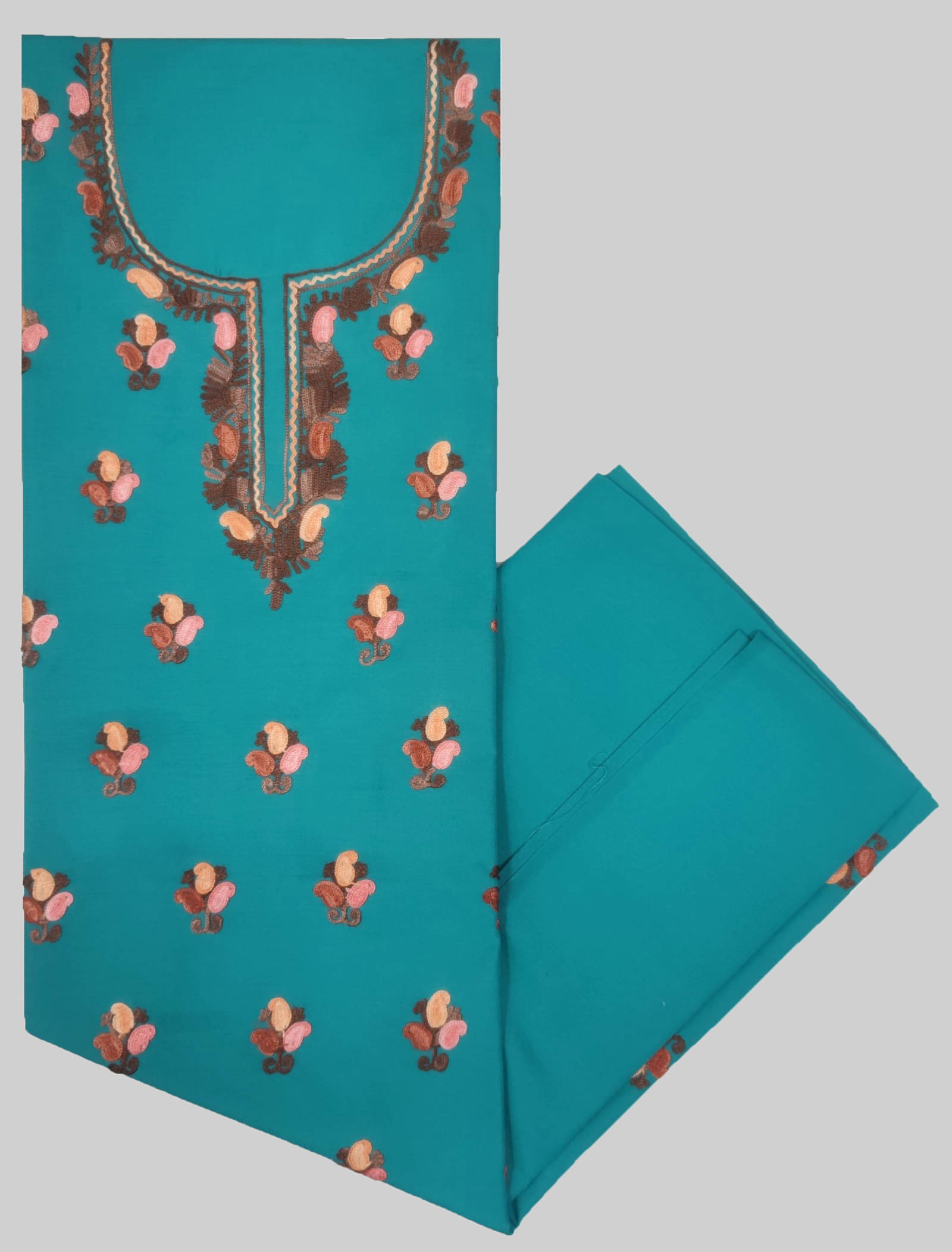     			KASHMIRI Women Cotton Unstitched Dress Material ( Blue )