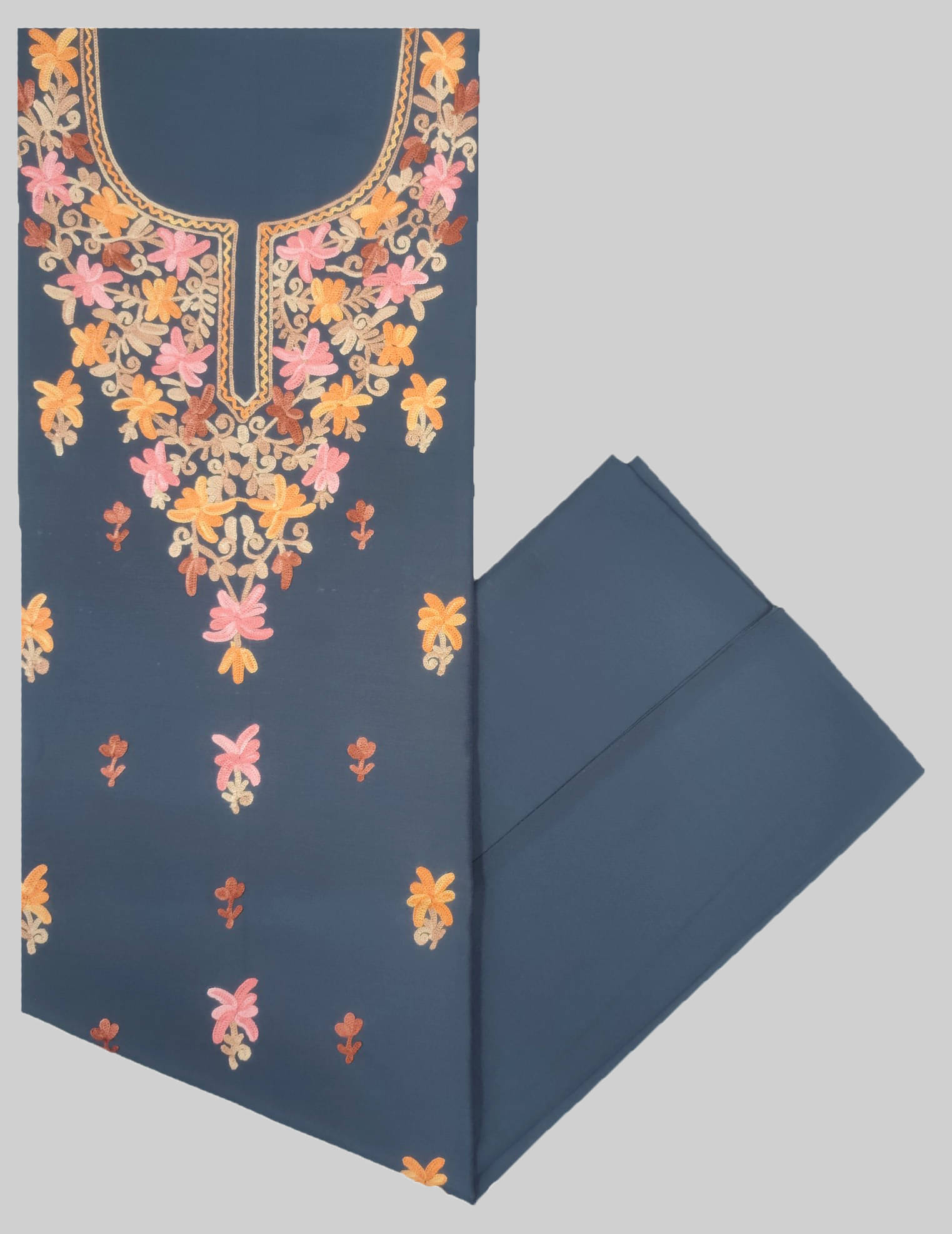     			KASHMIRI Women Cotton Unstitched Dress Material ( Grey )