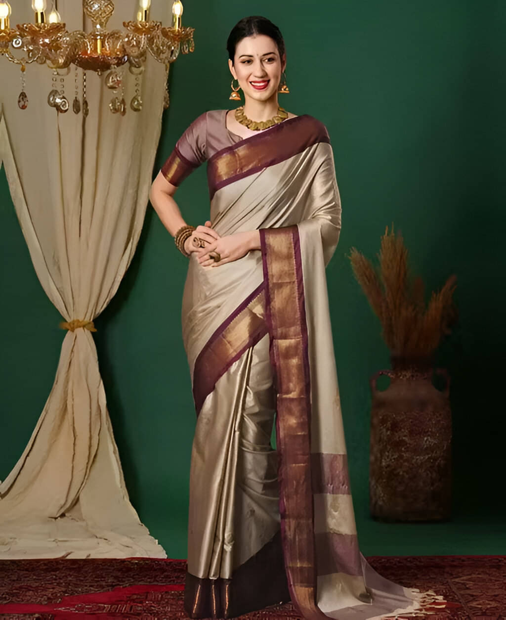     			LAXMI SILK MILLS Silk Woven Design Paithani Sarees With Unstitched Blouse Piece ( Brown )