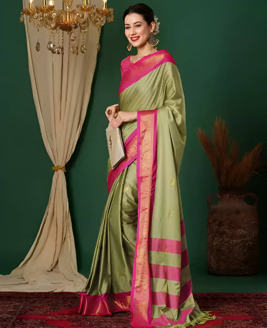 LAXMI SILK MILLS Silk Woven Design Paithani Sarees With Unstitched Blouse Piece ( Mint Green ) LAXMI SILK MILLS Silk Woven Design Paithani Sarees With Unstitched Blouse Piece ( Mint Green )