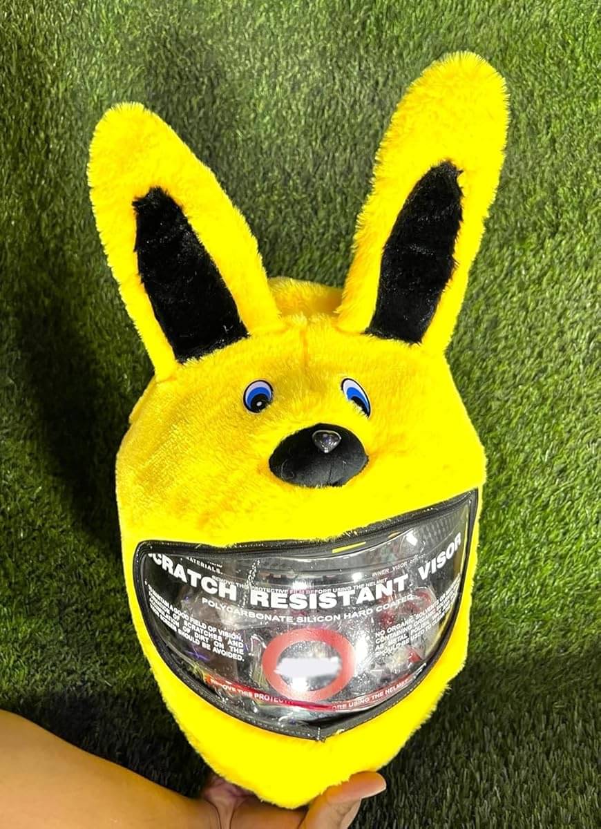     			Macros Yellow Bunny helmet cover for bike riders Birthday gift for boys