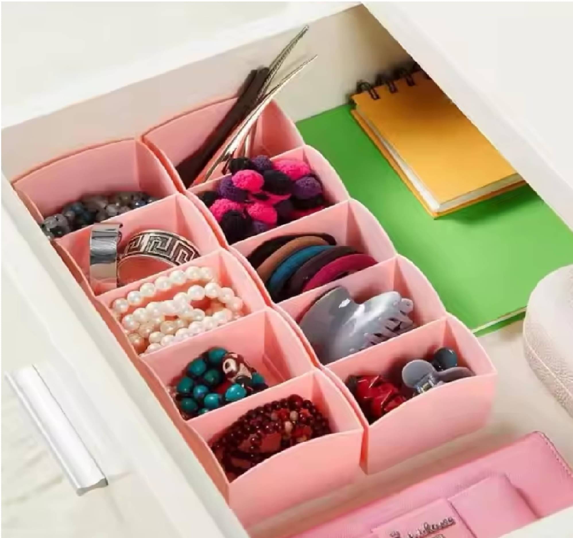     			Multipurpose Plastic 5 Grid Socks Storage Organizer Holder || Set of 4 Pcs || (Assorted Color)