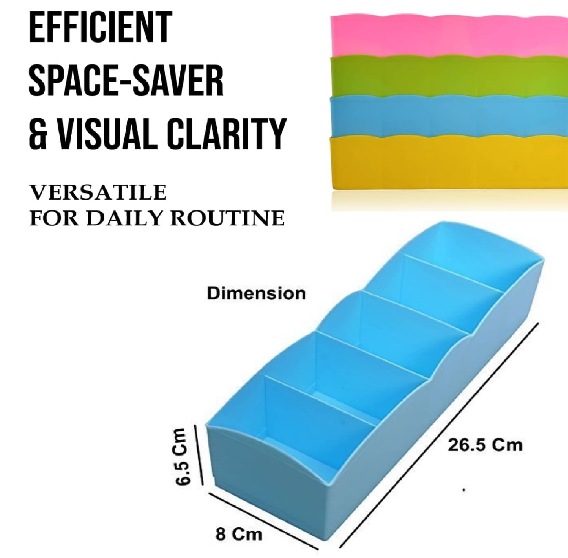     			Multipurpose Plastic 5 Grid Socks Storage Organizer Holder || Set of 6 Pcs || (Assorted Color)