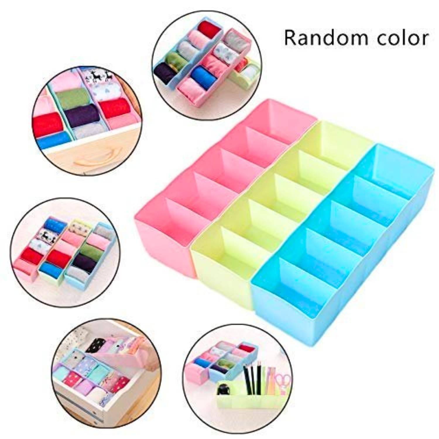 Multipurpose Plastic 5 Grid Socks Storage Organizer Holder || Set of 9 Pcs || (Assorted Color) Multipurpose Plastic 5 Grid Socks Storage Organizer Holder || Set of 9 Pcs || (Assorted Color)