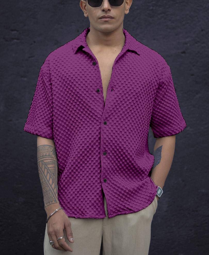     			Pubg Dresses Cotton Blend Regular Fit Solids 3/4th Sleeves Men's Casual Shirt - Purple ( Pack of 1 )