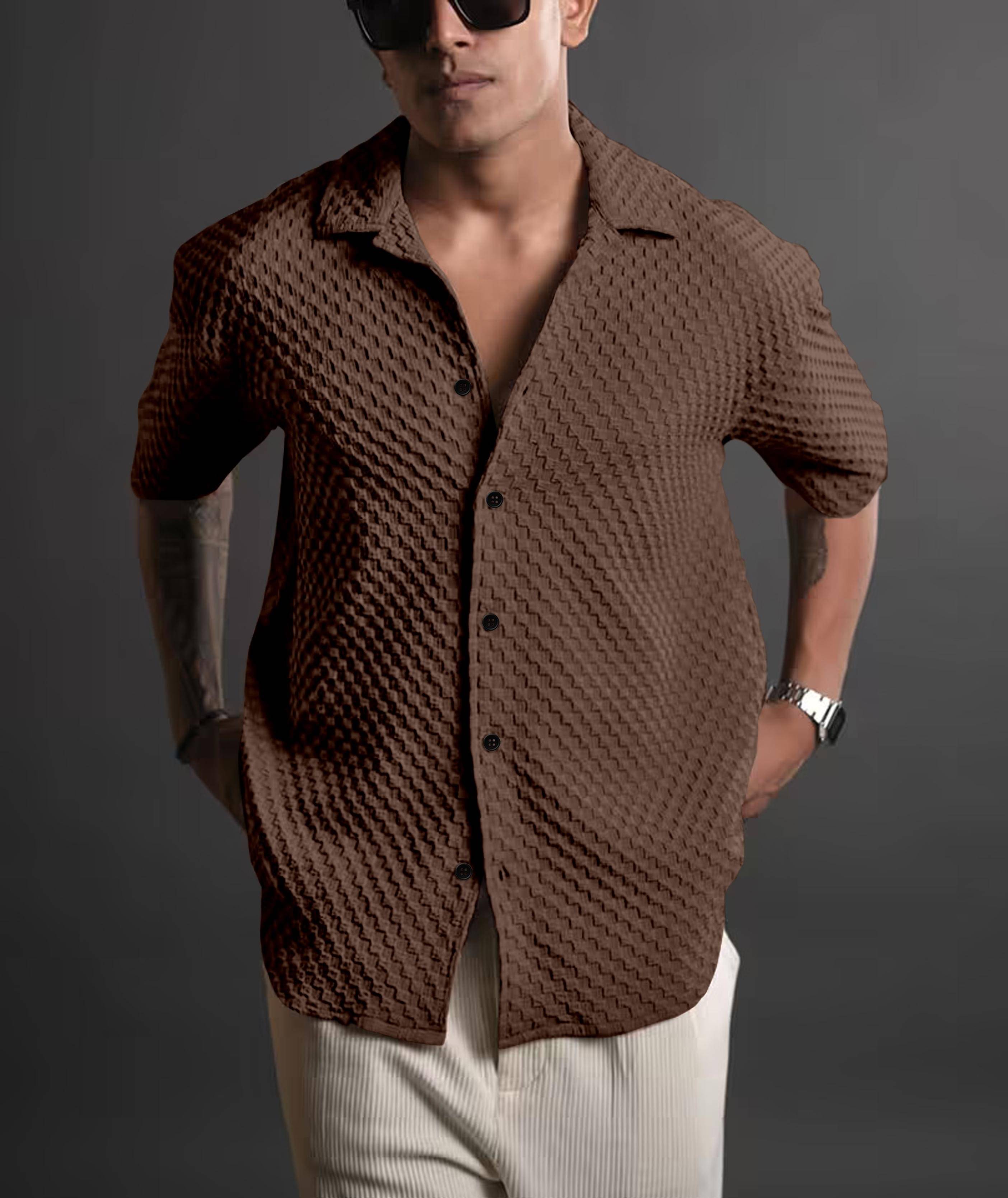     			Pubg Dresses Cotton Blend Regular Fit Solids 3/4th Sleeves Men's Casual Shirt - Brown ( Pack of 1 )