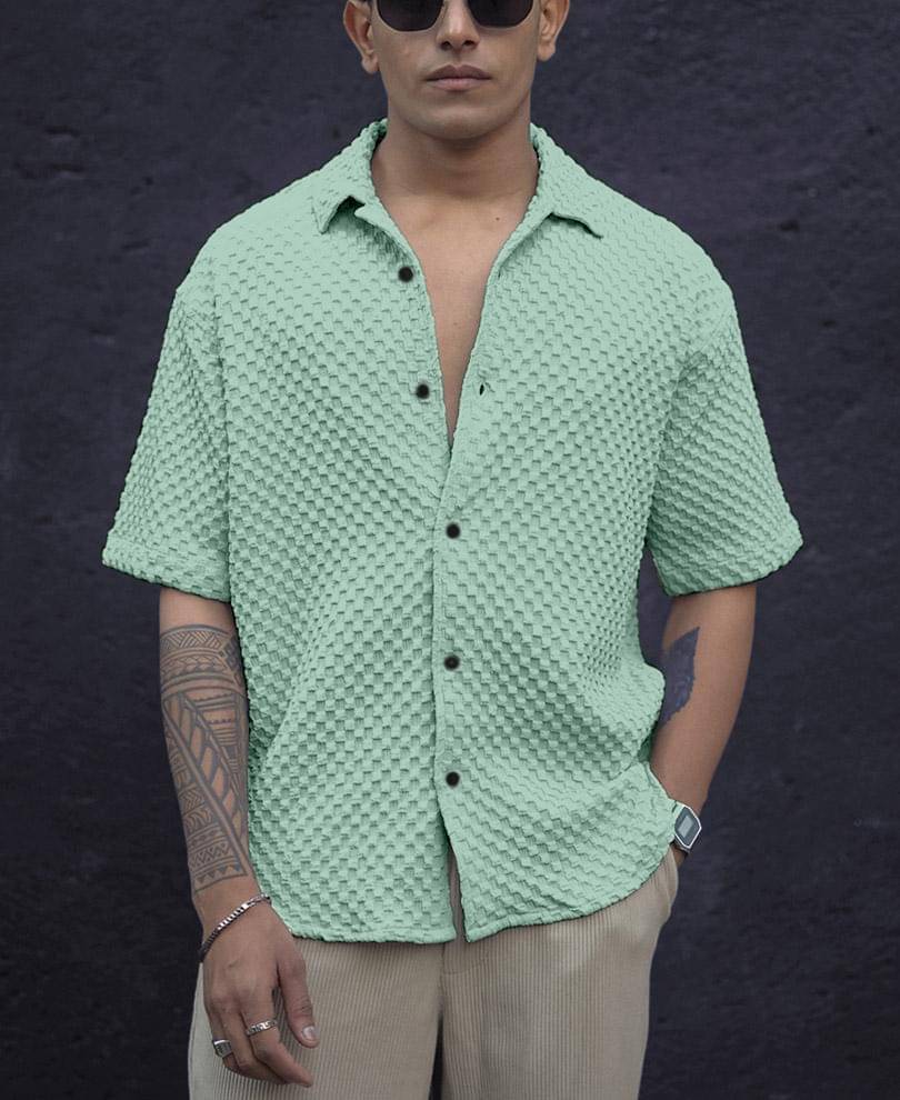     			Pubg Dresses Cotton Blend Regular Fit Solids 3/4th Sleeves Men's Casual Shirt - Mint Green ( Pack of 1 )