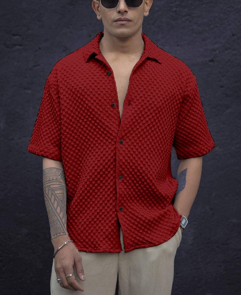     			Pubg Dresses Cotton Blend Regular Fit Solids 3/4th Sleeves Men's Casual Shirt - Maroon ( Pack of 1 )