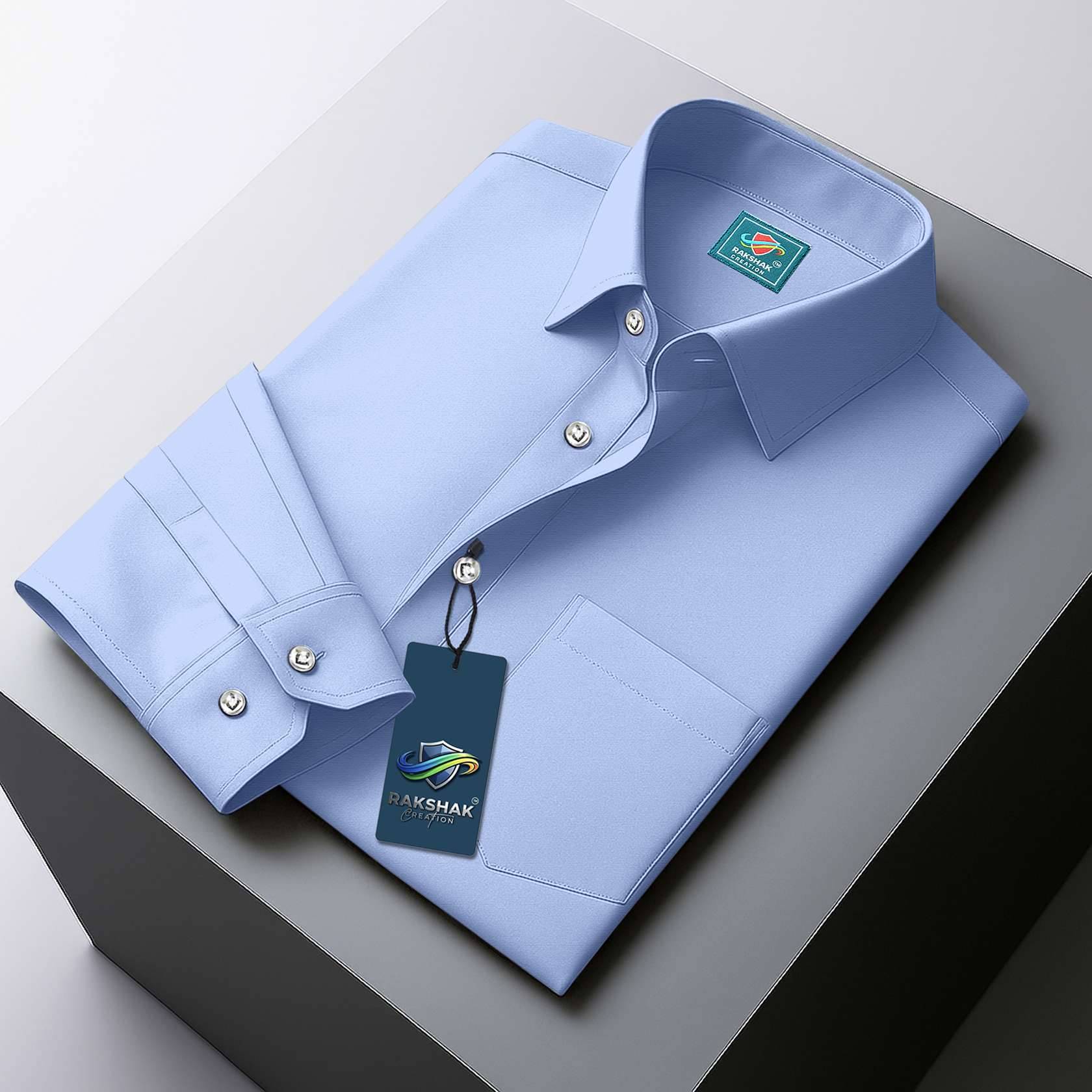 RAKSHAK CREATION Cotton Blend Regular Fit Solids Full Sleeves Men's Casual Shirt - Aqua Blue ( Pack of 1 ) RAKSHAK CREATION Cotton Blend Regular Fit Solids Full Sleeves Men's Casual Shirt - Aqua Blue ( Pack of 1 )