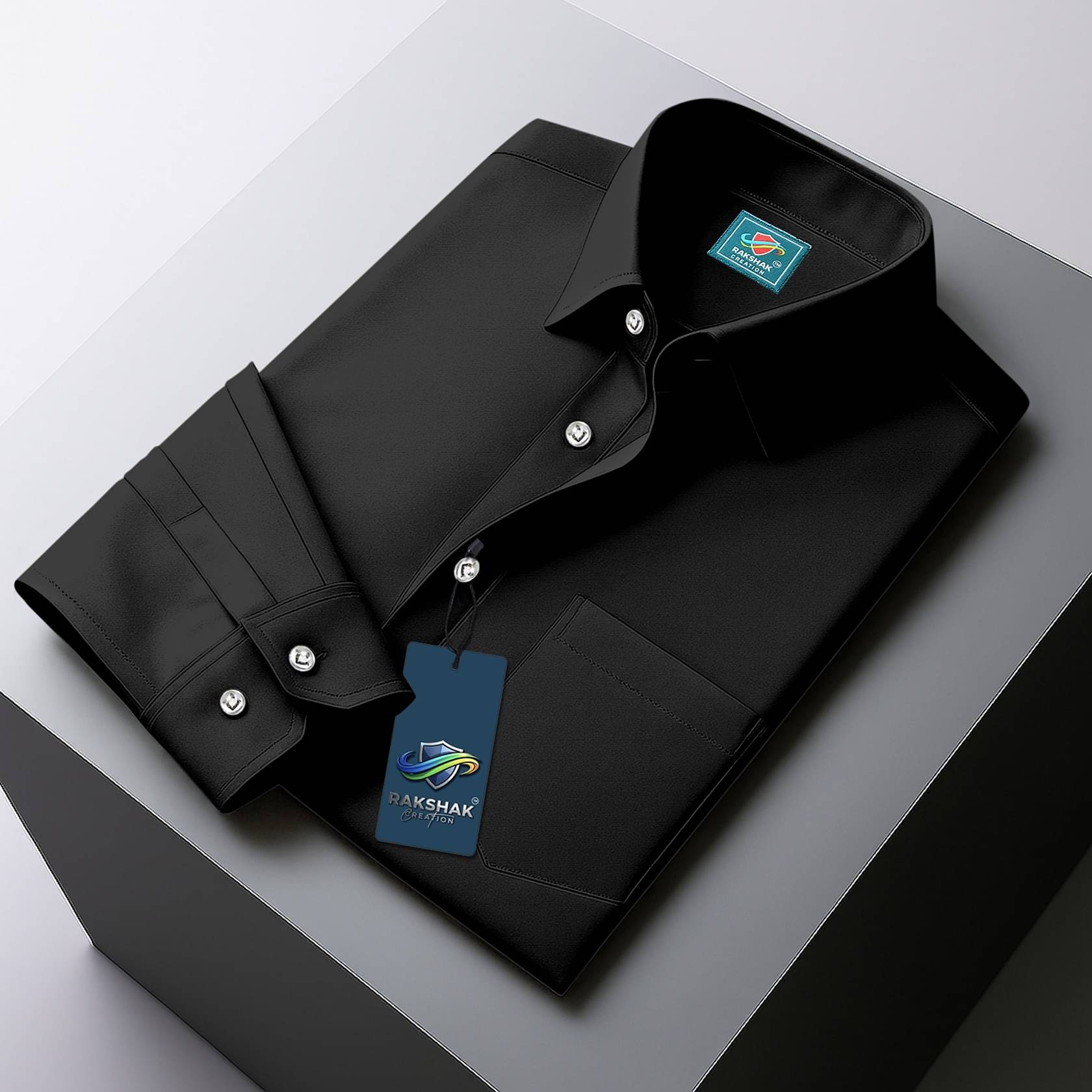     			RAKSHAK CREATION Cotton Blend Regular Fit Solids Full Sleeves Men's Casual Shirt - Black ( Pack of 1 )